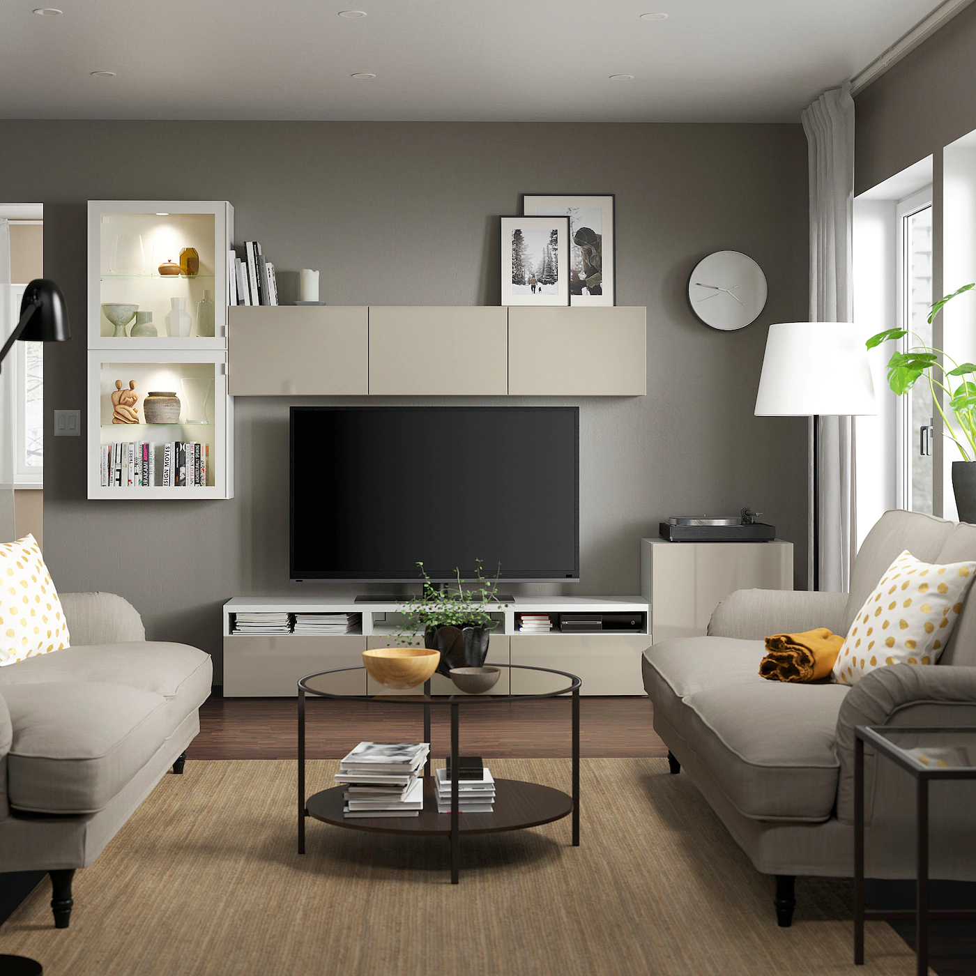 IKEA BESTÅ TV Storage Combination/glass Doors White/Selsviken High Gloss/beige Clear Glass 118 1/8x16 1/2x83 1/8 " Blackbrown/selsviken High Gloss/black Smoked Glass 5 IKEA BESTÅ TV Storage Combination/glass Doors White/Selsviken High Gloss/beige Clear Glass 118 1/8x16 1/2x83 1/8 " Blackbrown/selsviken High Gloss/black Smoked Glass - Image 3