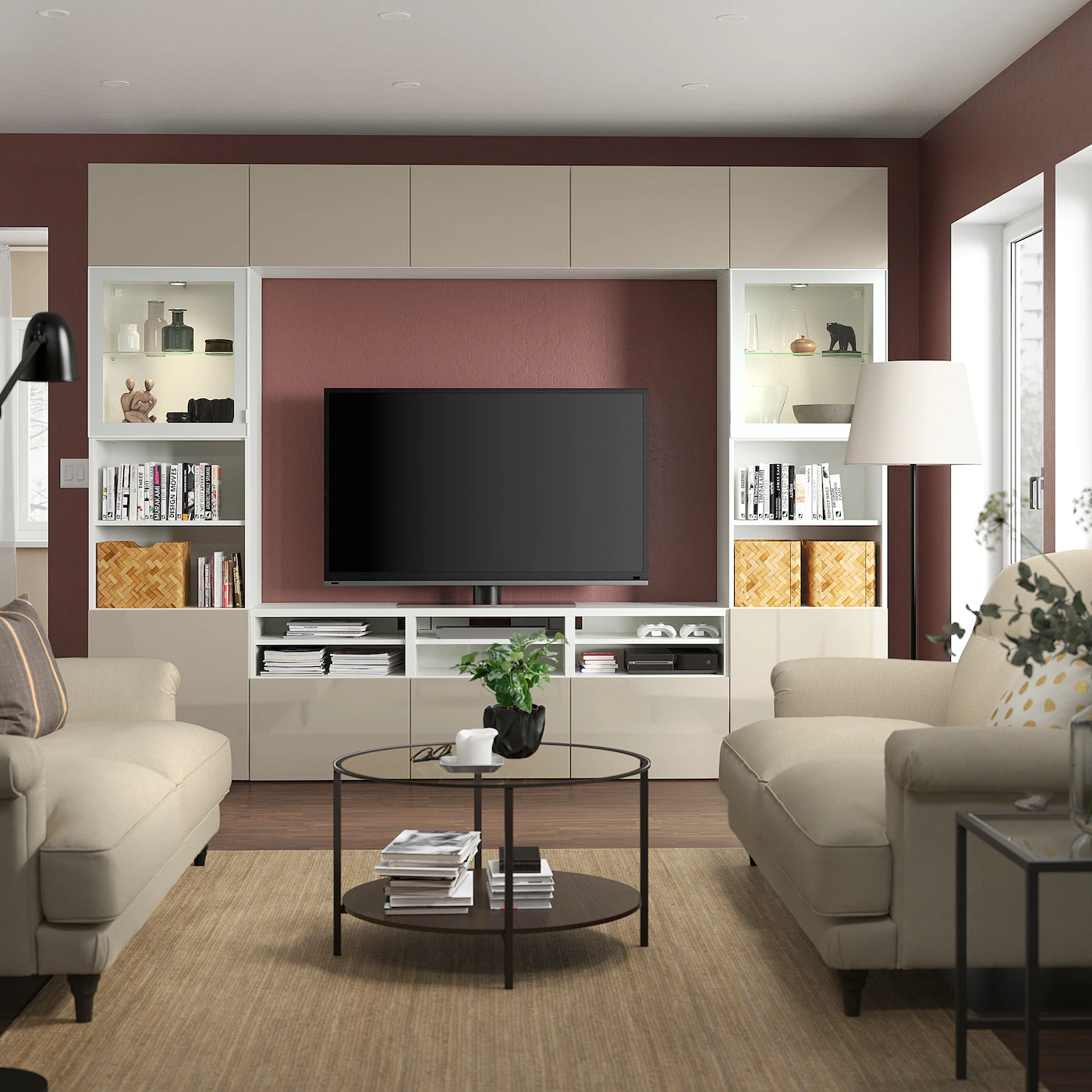 IKEA BESTÅ TV Storage Combination/glass Doors White/Selsviken High Gloss/beige Clear Glass 118 1/8x16 1/2x91 " Blackbrown Sindvik/lappviken Light Graybrown 10 IKEA BESTÅ TV Storage Combination/glass Doors White/Selsviken High Gloss/beige Clear Glass 118 1/8x16 1/2x91 " Blackbrown Sindvik/lappviken Light Graybrown - Image 8