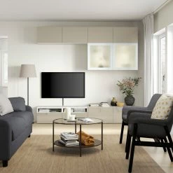 IKEA BESTÅ TV Storage Combination/glass Doors White/Selsviken High Gloss/beige Frosted Glass 94 1/2x16 1/2x91 " Blackbrown/lappviken Blackbrown Clear Glass -Ikea Storage solution systems Sales besta tv storage combination glass doors white selsviken high gloss beige frosted glass 1139648 pe880431 s5
