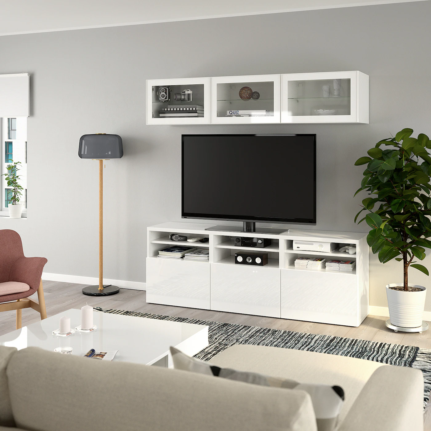 IKEA BESTÅ TV Storage Combination/glass Doors White/Selsviken High Gloss/white Clear Glass 70 7/8x16 1/2x75 5/8 " Blackbrown/selsviken High Gloss/black Clear Glass 8 IKEA BESTÅ TV Storage Combination/glass Doors White/Selsviken High Gloss/white Clear Glass 70 7/8x16 1/2x75 5/8 " Blackbrown/selsviken High Gloss/black Clear Glass - Image 6