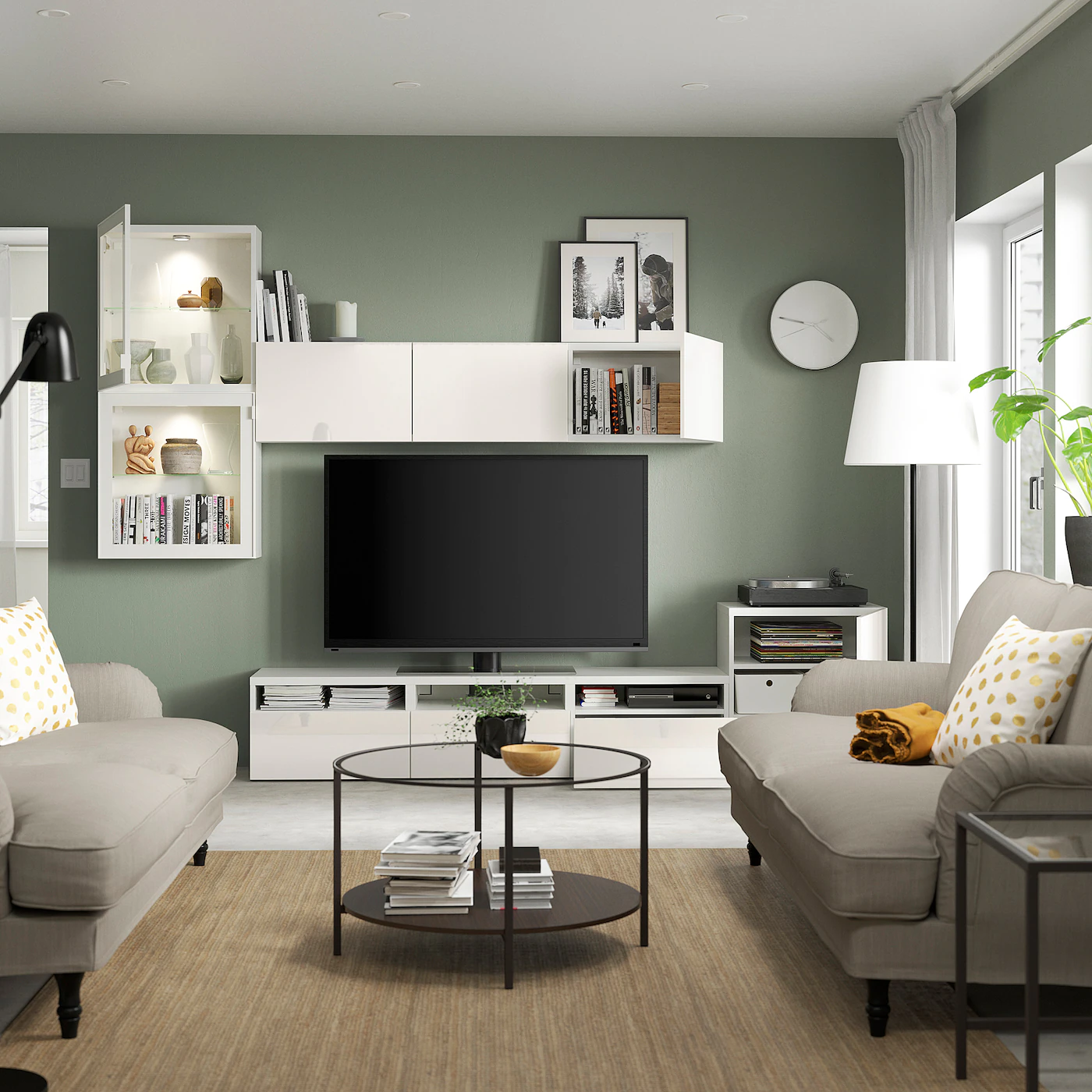 IKEA BESTÅ TV Storage Combination/glass Doors White/Selsviken High Gloss/white Clear Glass 118 1/8x16 1/2x83 1/8 " Blackbrown/selsviken High Gloss/black Clear Glass 4 IKEA BESTÅ TV Storage Combination/glass Doors White/Selsviken High Gloss/white Clear Glass 118 1/8x16 1/2x83 1/8 " Blackbrown/selsviken High Gloss/black Clear Glass - Image 2