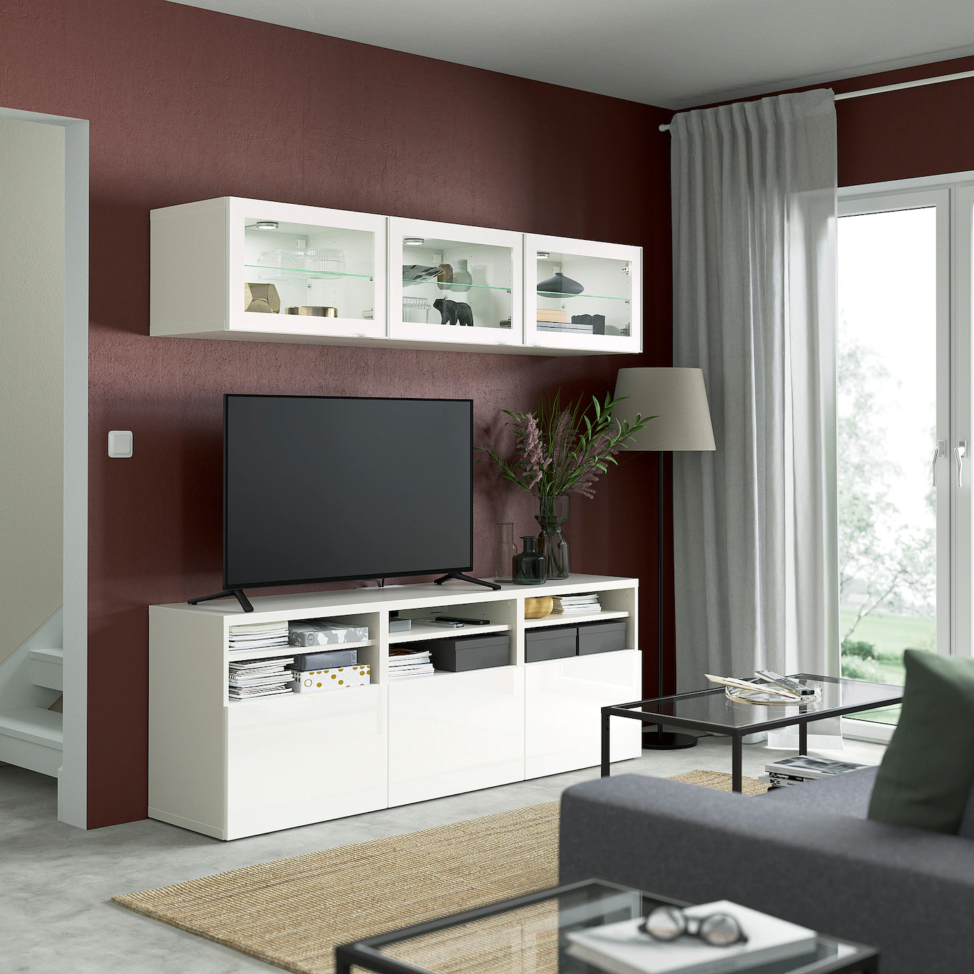 IKEA BESTÅ TV Storage Combination/glass Doors White/Selsviken High Gloss/white Clear Glass 70 7/8x16 1/2x75 5/8 " Blackbrown/hanviken Blackbrown Clear Glass 5 IKEA BESTÅ TV Storage Combination/glass Doors White/Selsviken High Gloss/white Clear Glass 70 7/8x16 1/2x75 5/8 " Blackbrown/hanviken Blackbrown Clear Glass - Image 3