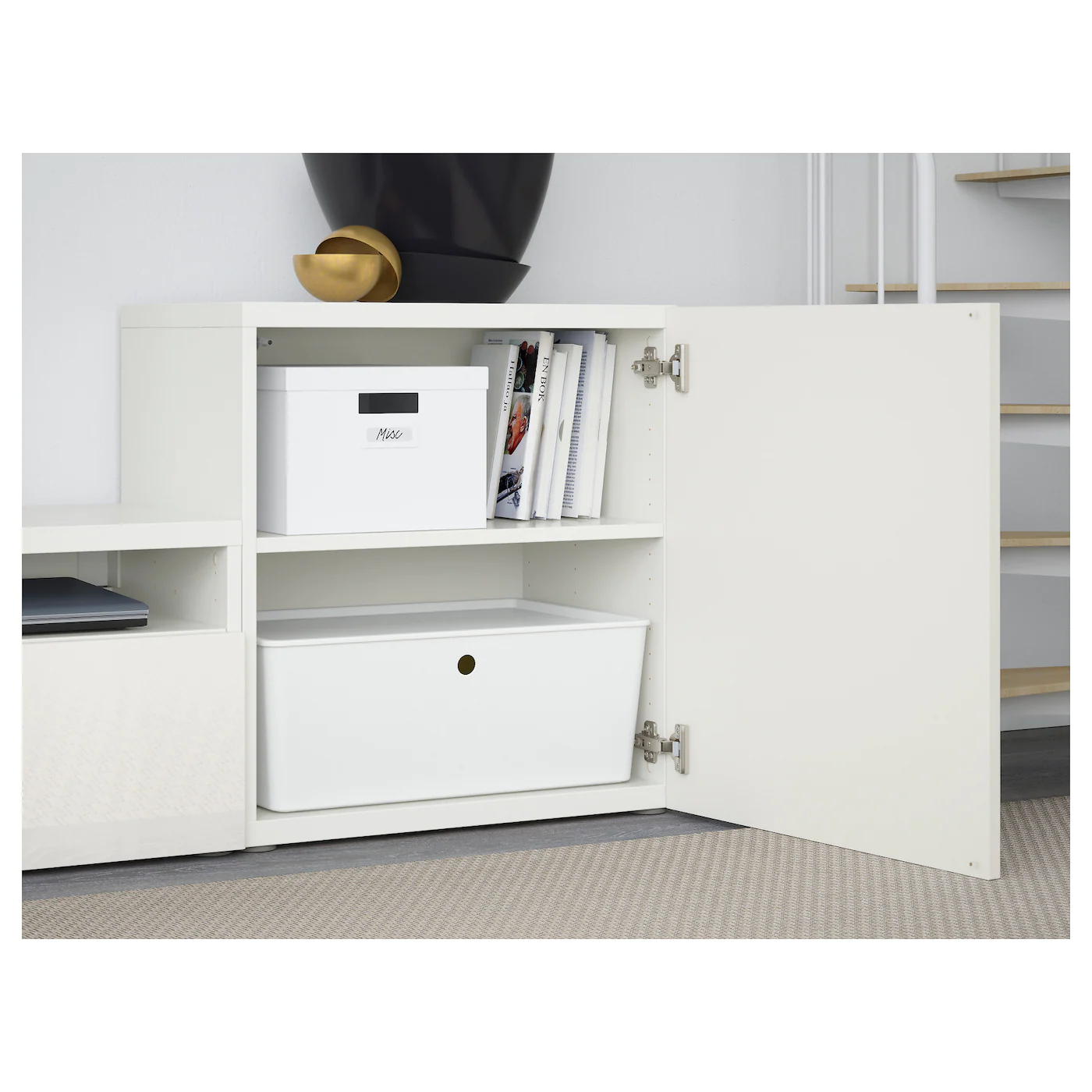 IKEA BESTÅ TV Storage Combination/glass Doors White/Selsviken Highgloss/white Frosted Glass 118 1/8x16 1/2x83 1/8 " Blackbrown/selsviken High Gloss/beige Clear Glass 8 IKEA BESTÅ TV Storage Combination/glass Doors White/Selsviken Highgloss/white Frosted Glass 118 1/8x16 1/2x83 1/8 " Blackbrown/selsviken High Gloss/beige Clear Glass - Image 6