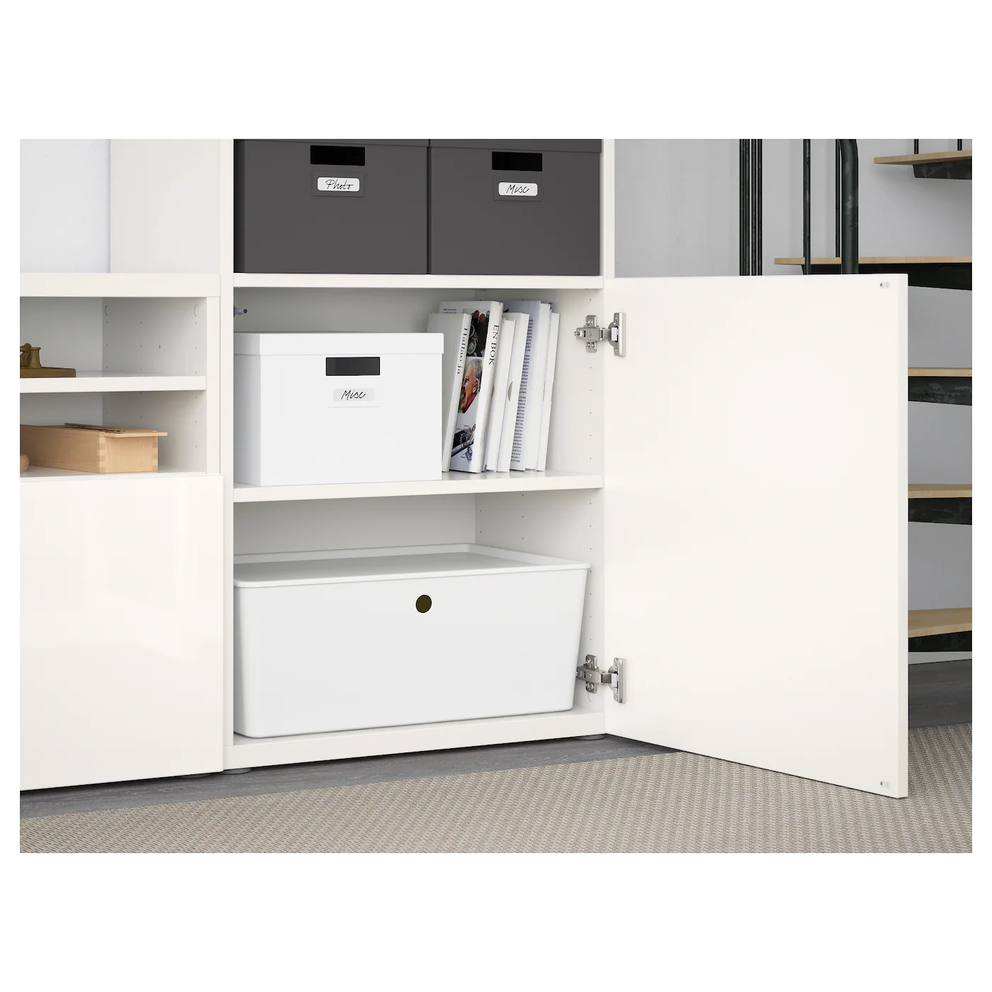 IKEA BESTÅ TV Storage Combination/glass Doors White/Selsviken Highgloss/white Frosted Glass 118 1/8x16 1/2x91 " Blackbrown/hanviken Blackbrown Clear Glass 8 IKEA BESTÅ TV Storage Combination/glass Doors White/Selsviken Highgloss/white Frosted Glass 118 1/8x16 1/2x91 " Blackbrown/hanviken Blackbrown Clear Glass - Image 6