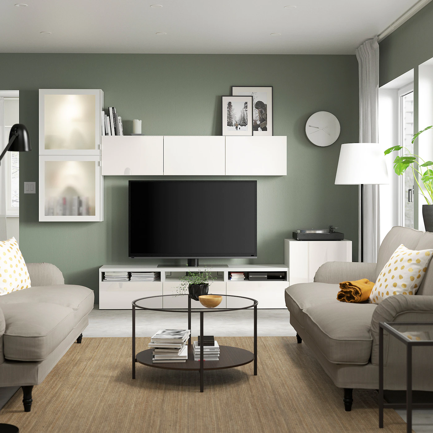 IKEA BESTÅ TV Storage Combination/glass Doors White/Selsviken Highgloss/white Frosted Glass 118 1/8x16 1/2x83 1/8 " Blackbrown/selsviken High Gloss/beige Clear Glass 5 IKEA BESTÅ TV Storage Combination/glass Doors White/Selsviken Highgloss/white Frosted Glass 118 1/8x16 1/2x83 1/8 " Blackbrown/selsviken High Gloss/beige Clear Glass - Image 3