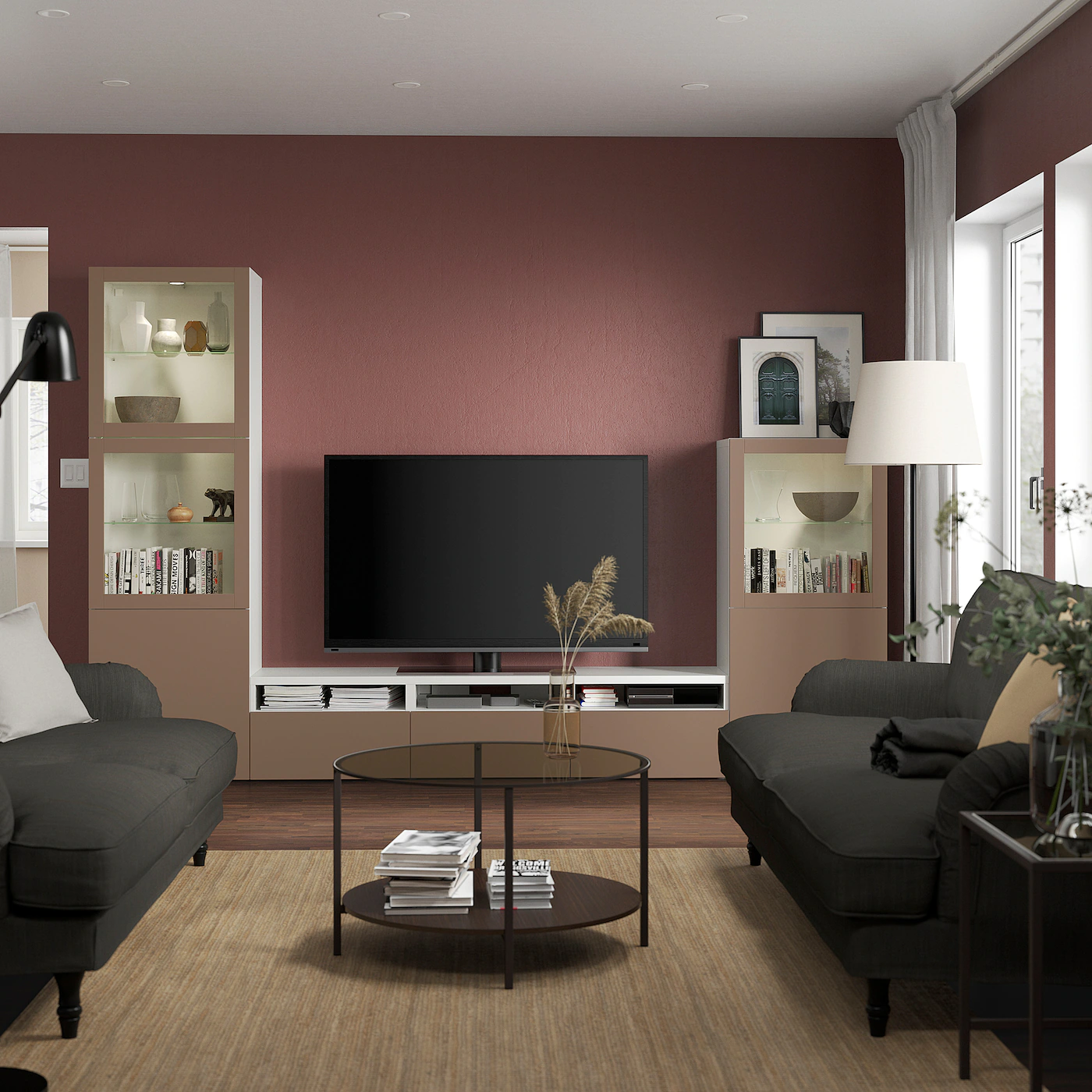 IKEA BESTÅ TV Storage Combination/glass Doors White Sindvik/Lappviken Light Graybrown 118 1/8x16 1/2x76 " Blackbrown/selsviken High Gloss/black Smoked Glass 5 IKEA BESTÅ TV Storage Combination/glass Doors White Sindvik/Lappviken Light Graybrown 118 1/8x16 1/2x76 " Blackbrown/selsviken High Gloss/black Smoked Glass - Image 3