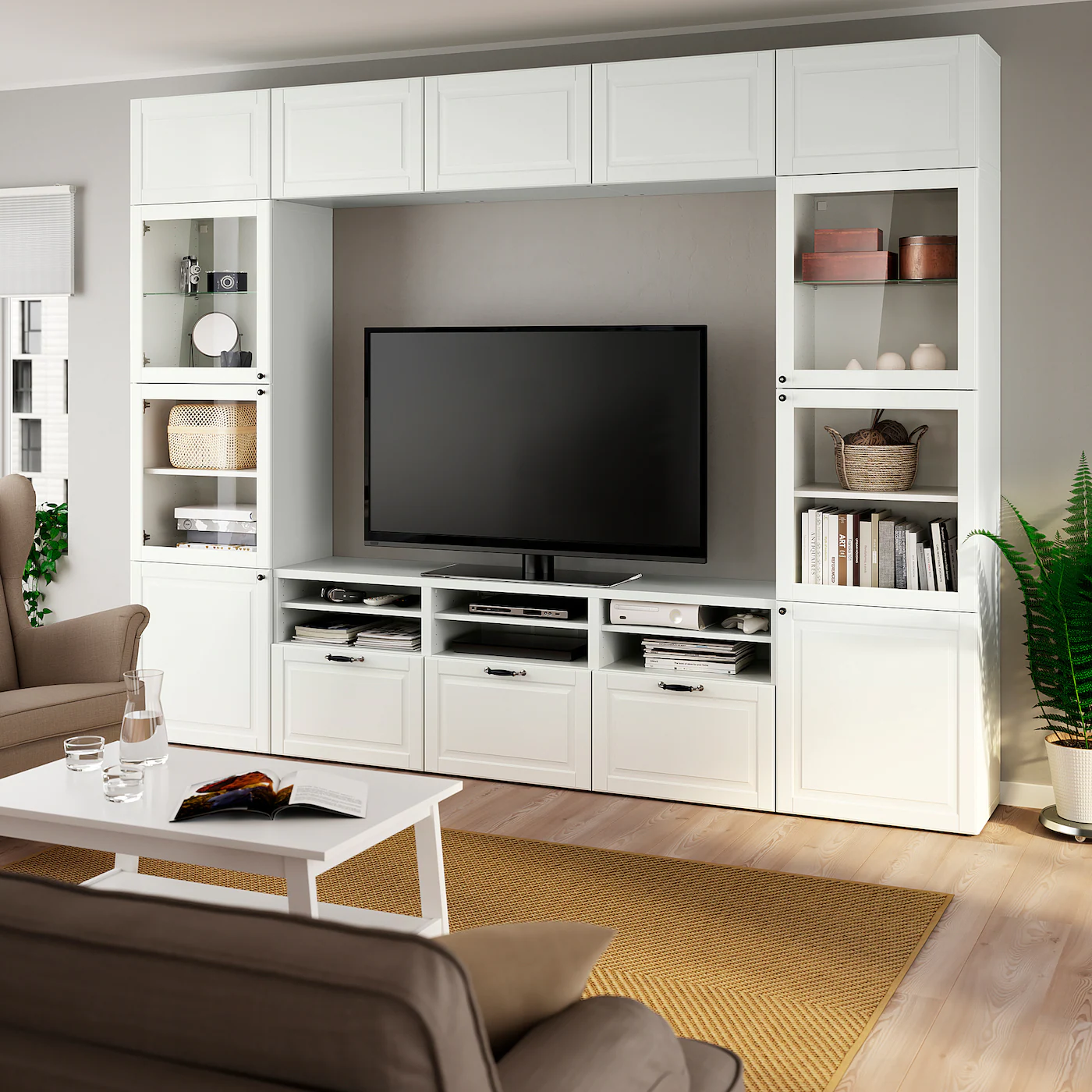 IKEA BESTÅ TV Storage Combination/glass Doors White Smeviken/Ostvik White Clear Glass 118 1/8x16 1/2x91 " Blackbrown/selsviken High Gloss/black Smoked Glass 6 IKEA BESTÅ TV Storage Combination/glass Doors White Smeviken/Ostvik White Clear Glass 118 1/8x16 1/2x91 " Blackbrown/selsviken High Gloss/black Smoked Glass - Image 4