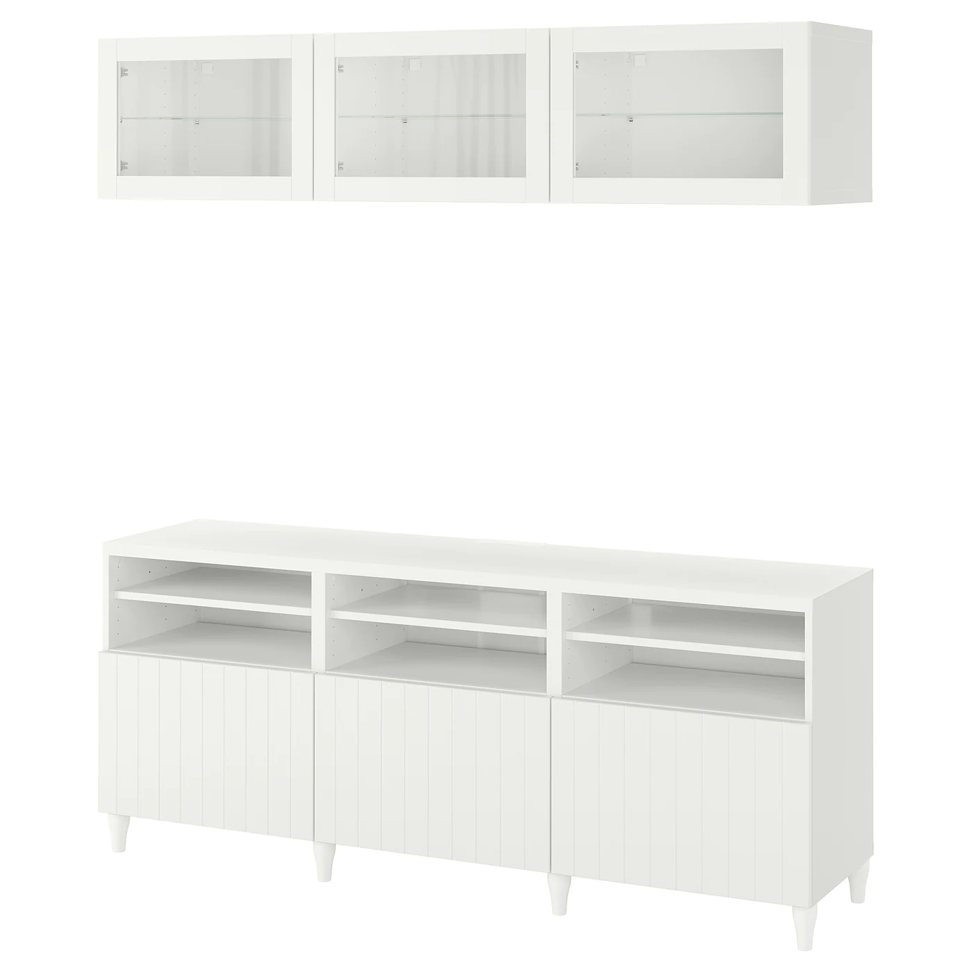 IKEA BESTÅ TV Storage Combination/glass Doors White/Sutterviken/Kabbarp White Clear Glass 70 7/8x16 1/2x75 5/8 " Blackbrown/selsviken High Gloss/black Clear Glass