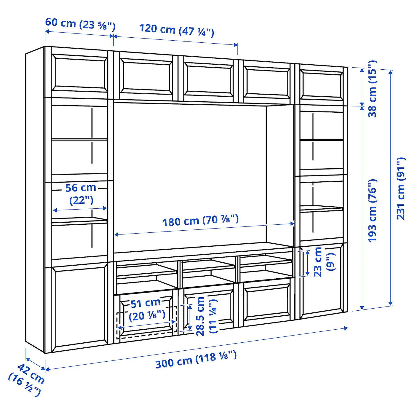 IKEA BESTÅ TV Storage Combination/glass Doors White Sutterviken/Sindvik White Clear Glass 118 1/8x16 1/2x91 " Blackbrown/lappviken Blackbrown Clear Glass 10 IKEA BESTÅ TV Storage Combination/glass Doors White Sutterviken/Sindvik White Clear Glass 118 1/8x16 1/2x91 " Blackbrown/lappviken Blackbrown Clear Glass - Image 8