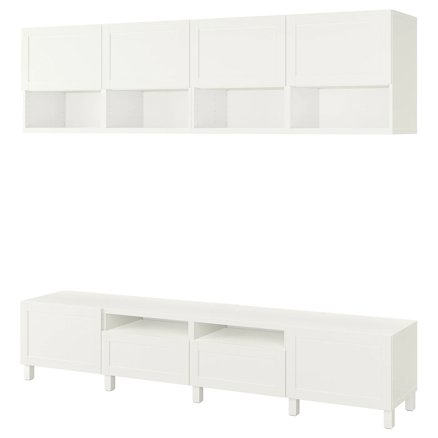 IKEA BESTÅ TV Storage Combination White/Hanviken/Stubbarp White 94 1/2x16 1/2x90 1/2 "