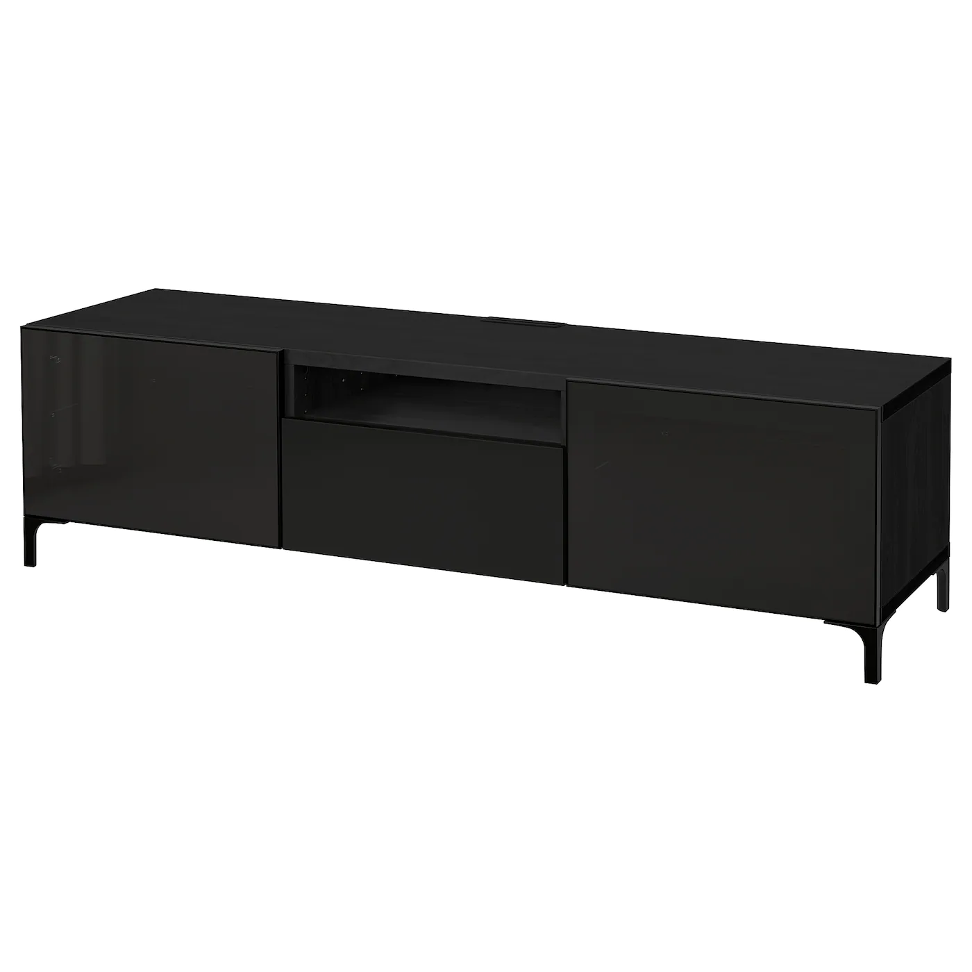 IKEA BESTÅ TV Unit Blackbrown/Selsviken/Nannarp High Gloss/black Smoked Glass 70 7/8x16 1/2x18 7/8 " Blackbrown/hanviken/stubbarp Blackbrown Clear Glass