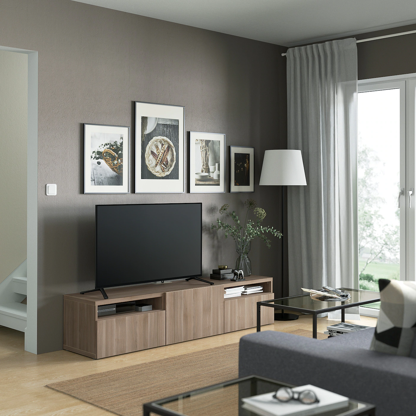 IKEA BESTÅ TV Unit Walnut Effect Light Gray/Lappviken Walnut Effect Light Gray 70 7/8x16 1/2x15 3/8 " Blackbrown Hedeviken/dark Brown Stained Oak Veneer 5 IKEA BESTÅ TV Unit Walnut Effect Light Gray/Lappviken Walnut Effect Light Gray 70 7/8x16 1/2x15 3/8 " Blackbrown Hedeviken/dark Brown Stained Oak Veneer - Image 3