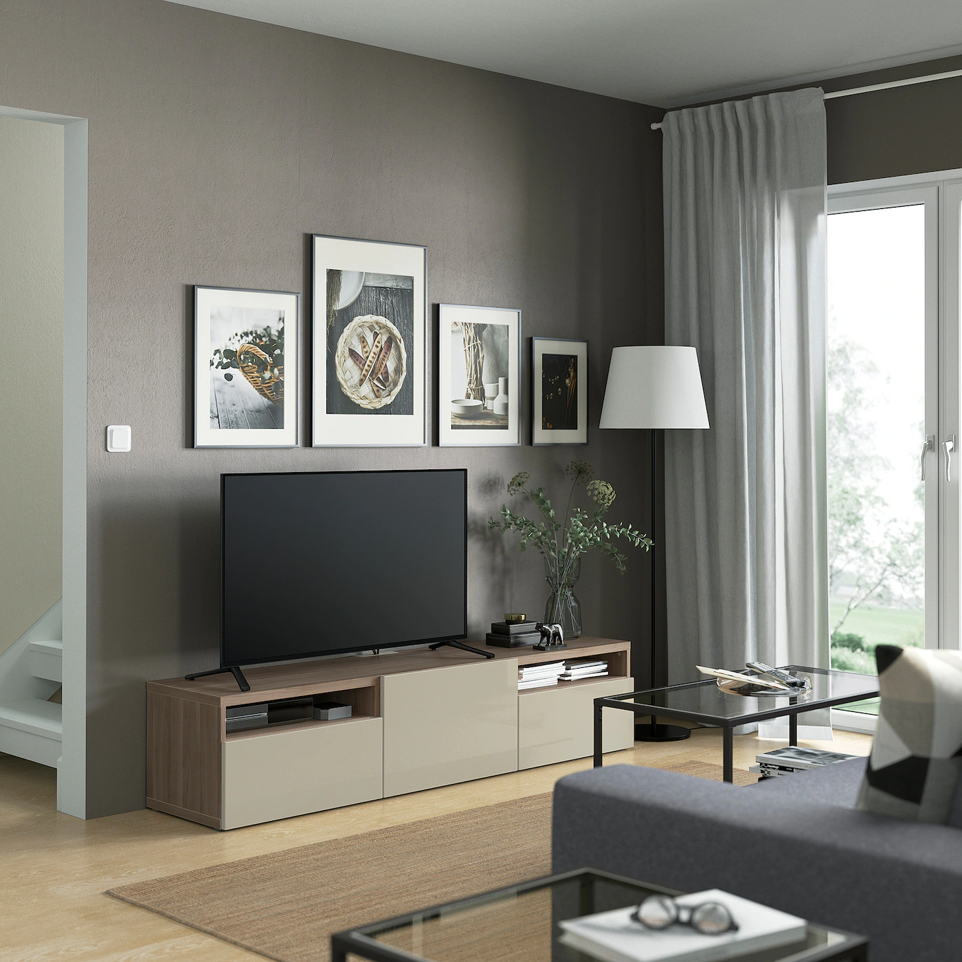 IKEA BESTÅ TV Unit Walnut Effect Light Gray/Selsviken Highgloss/beige 70 7/8x16 1/2x15 3/8 " Blackbrown/lappviken Blackbrown 5 IKEA BESTÅ TV Unit Walnut Effect Light Gray/Selsviken Highgloss/beige 70 7/8x16 1/2x15 3/8 " Blackbrown/lappviken Blackbrown - Image 3