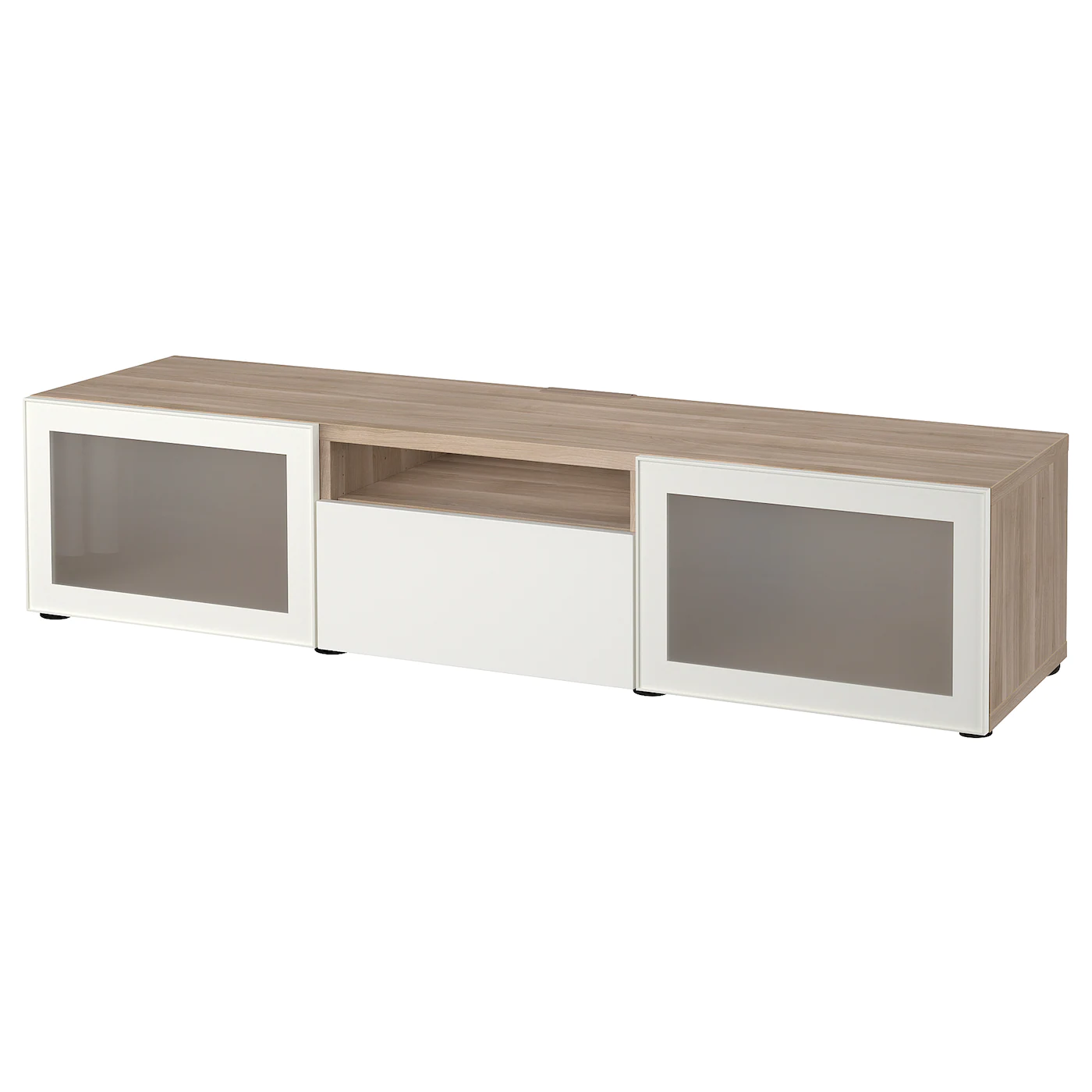 IKEA BESTÅ TV Unit Walnut Effect Light Gray/Selsviken Highgloss/white Frosted Glass 70 7/8x16 1/2x15 3/8 " Blackbrown/selsviken High Gloss/black Smoked Glass