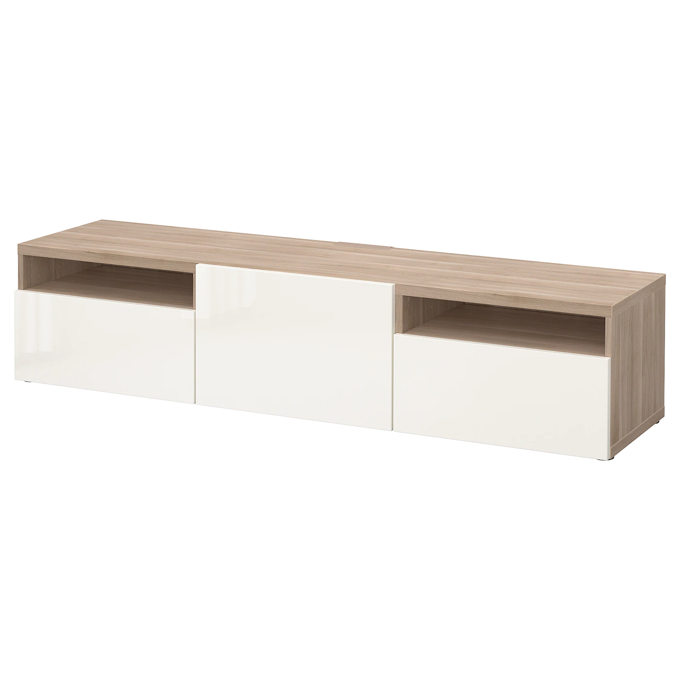 IKEA BESTÅ TV Unit Walnut Effect Light Gray/Selsviken Highgloss/white 70 7/8x16 1/2x15 3/8 " Blackbrown/lappviken Blackbrown