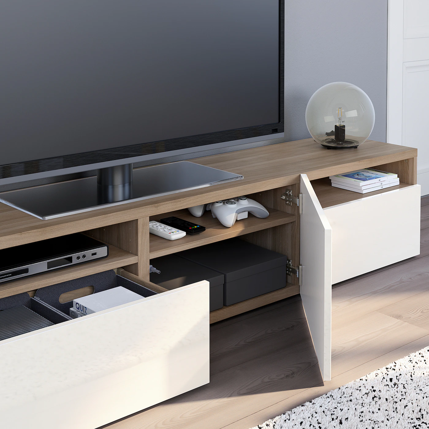 IKEA BESTÅ TV Unit Walnut Effect Light Gray/Selsviken Highgloss/white 70 7/8x16 1/2x15 3/8 " Blackbrown/hanviken Blackbrown 8 IKEA BESTÅ TV Unit Walnut Effect Light Gray/Selsviken Highgloss/white 70 7/8x16 1/2x15 3/8 " Blackbrown/hanviken Blackbrown - Image 6