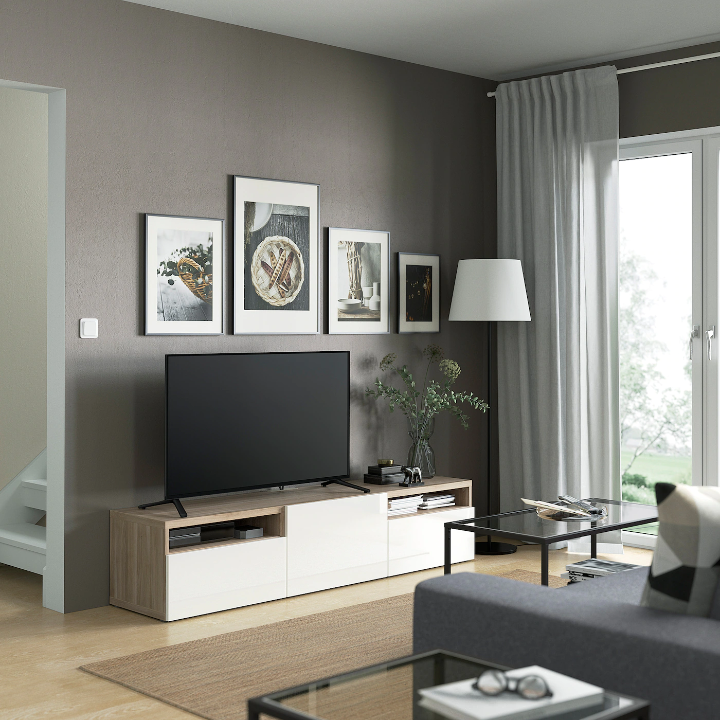 IKEA BESTÅ TV Unit Walnut Effect Light Gray/Selsviken Highgloss/white 70 7/8x16 1/2x15 3/8 " Blackbrown/hanviken Blackbrown 5 IKEA BESTÅ TV Unit Walnut Effect Light Gray/Selsviken Highgloss/white 70 7/8x16 1/2x15 3/8 " Blackbrown/hanviken Blackbrown - Image 3