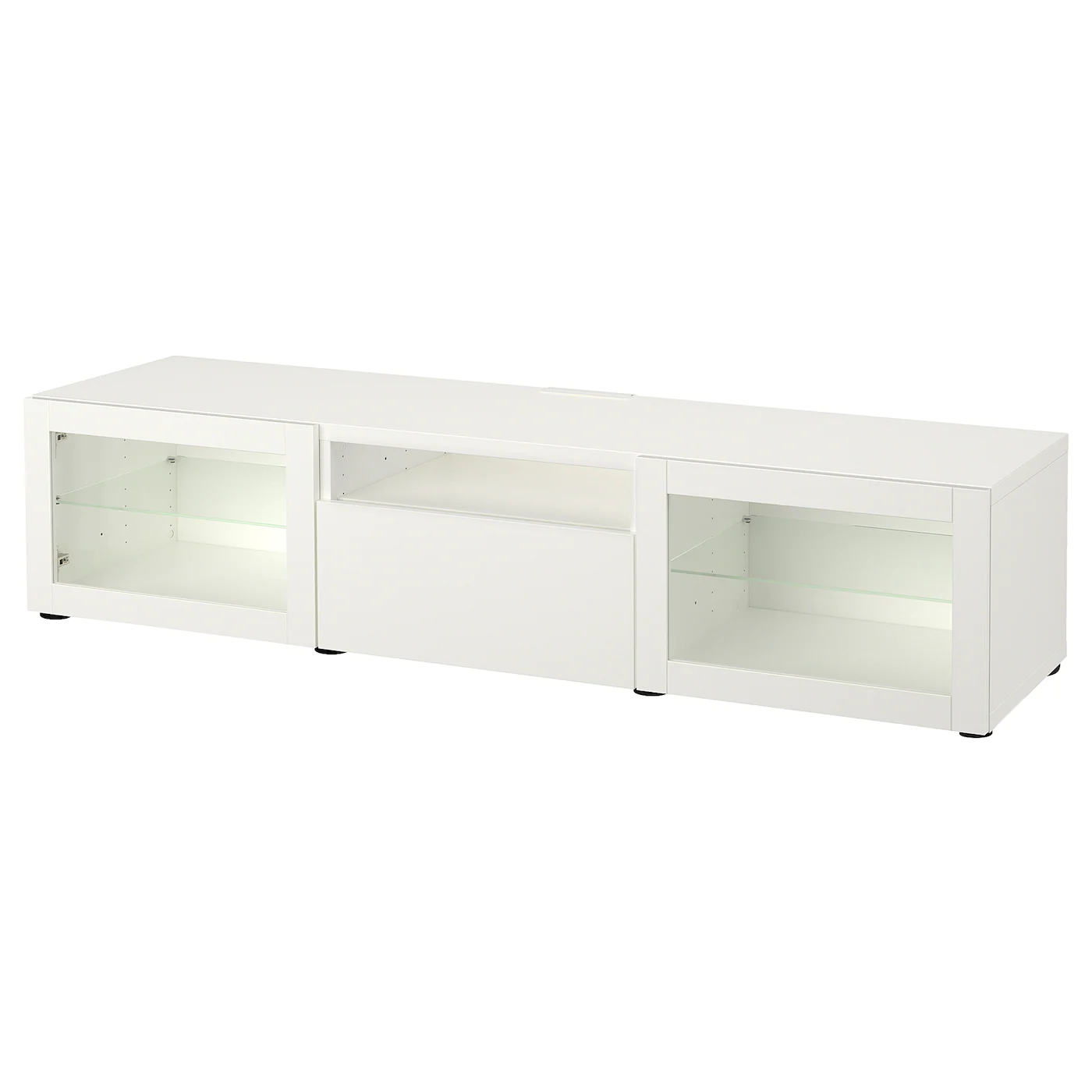 IKEA BESTÅ TV Unit White/Lappviken White Clear Glass 70 7/8x16 1/2x15 3/8 " Blackbrown/lappviken Blackbrown Clear Glass