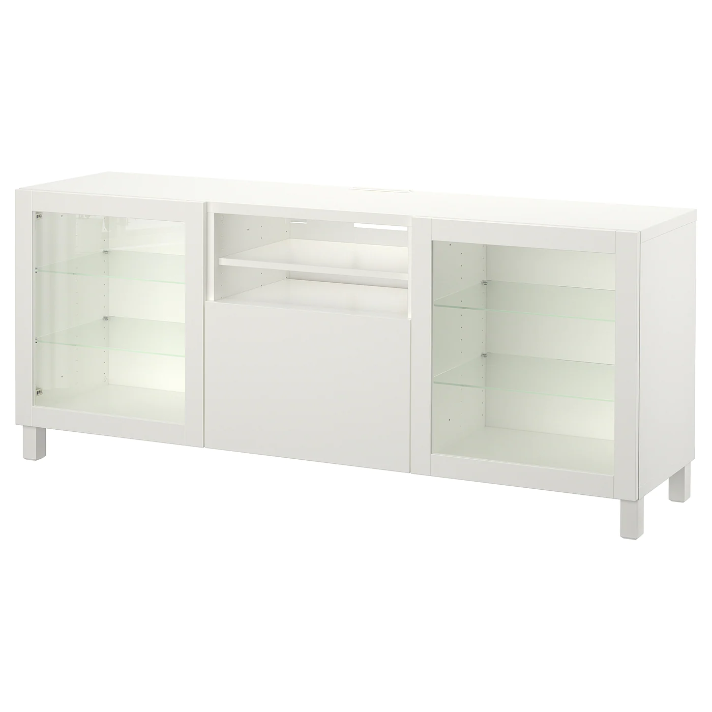 IKEA BESTÅ TV Unit With Doors And Drawers White/Lappviken/Stubbarp Sindvik 70 7/8x16 1/2x29 1/8 " Blackbrown/selsviken High Gloss/black Clear Glass