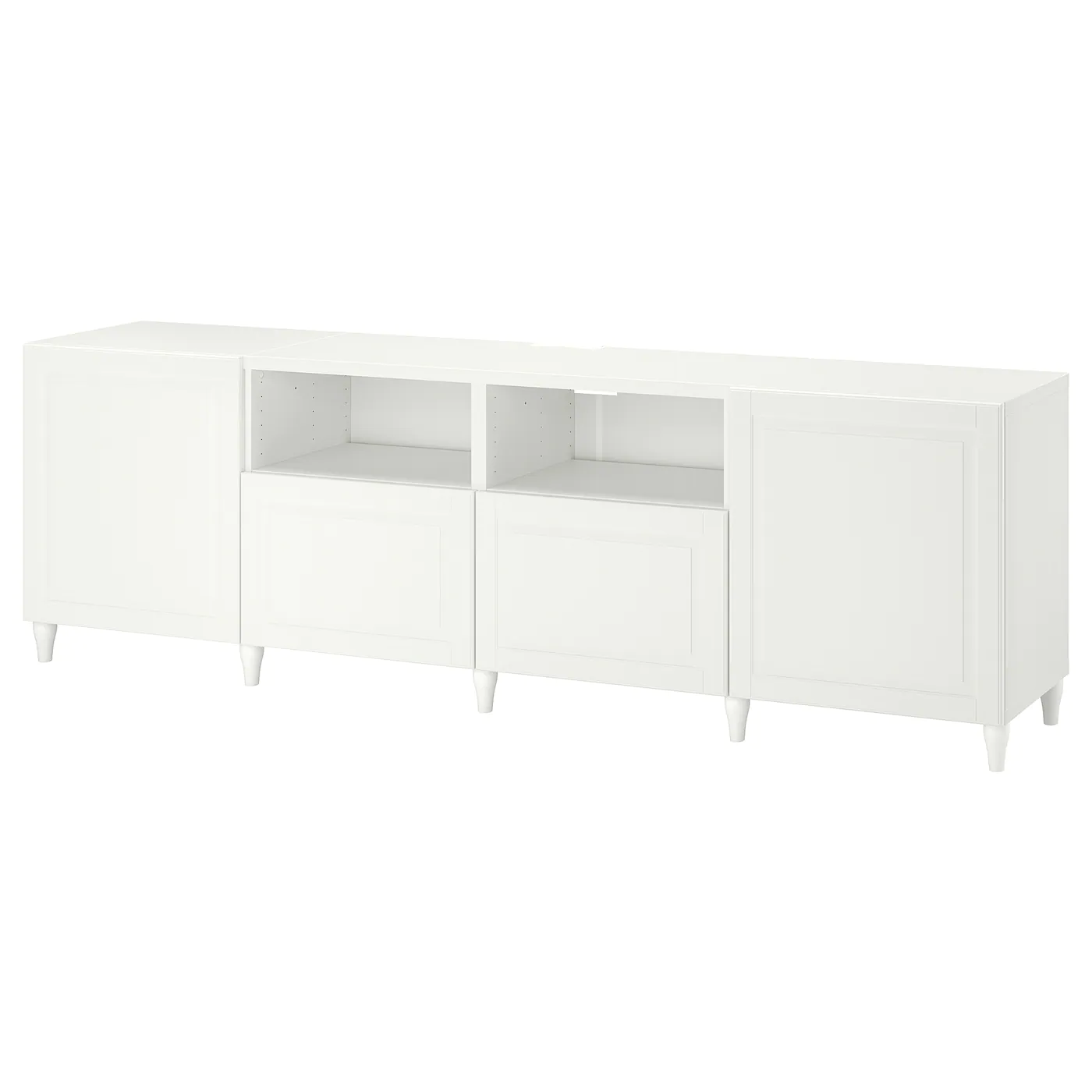 IKEA BESTÅ TV Unit With Doors And Drawers White/Smeviken/Kabbarp White 94 1/2x16 1/2x29 1/8 " Walnut Effect Light Gray/lappviken/stubbarp Walnut Effect Light Gray