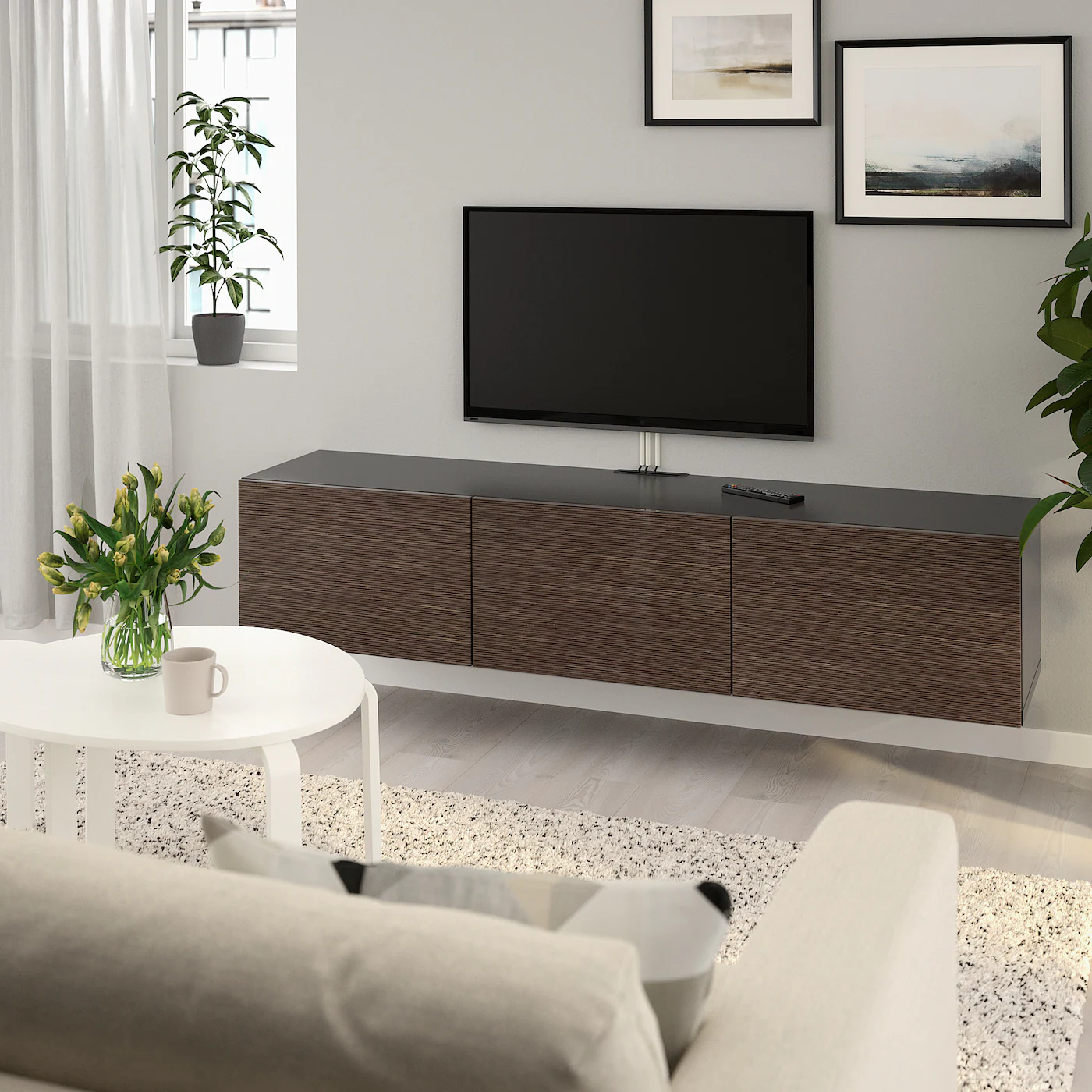 IKEA BESTÅ TV Unit With Doors Blackbrown/Selsviken Highgloss/brown 70 7/8x16 1/2x15 " Blackbrown/hedeviken Oak Veneer 7 IKEA BESTÅ TV Unit With Doors Blackbrown/Selsviken Highgloss/brown 70 7/8x16 1/2x15 " Blackbrown/hedeviken Oak Veneer - Image 5