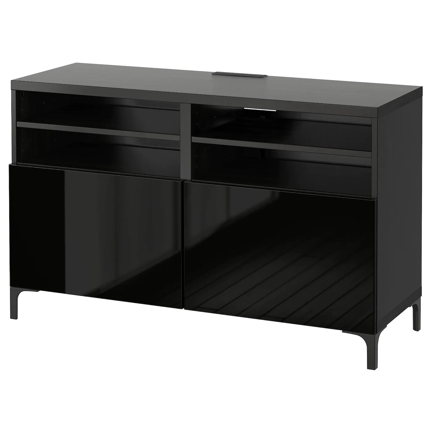 IKEA BESTÅ TV Unit With Doors Blackbrown/Selsviken/Nannarp Highgloss/black 47 1/4x16 1/2x29 1/8 " Blackbrown Björköviken/stubbarp/brown Stained Oak Veneer