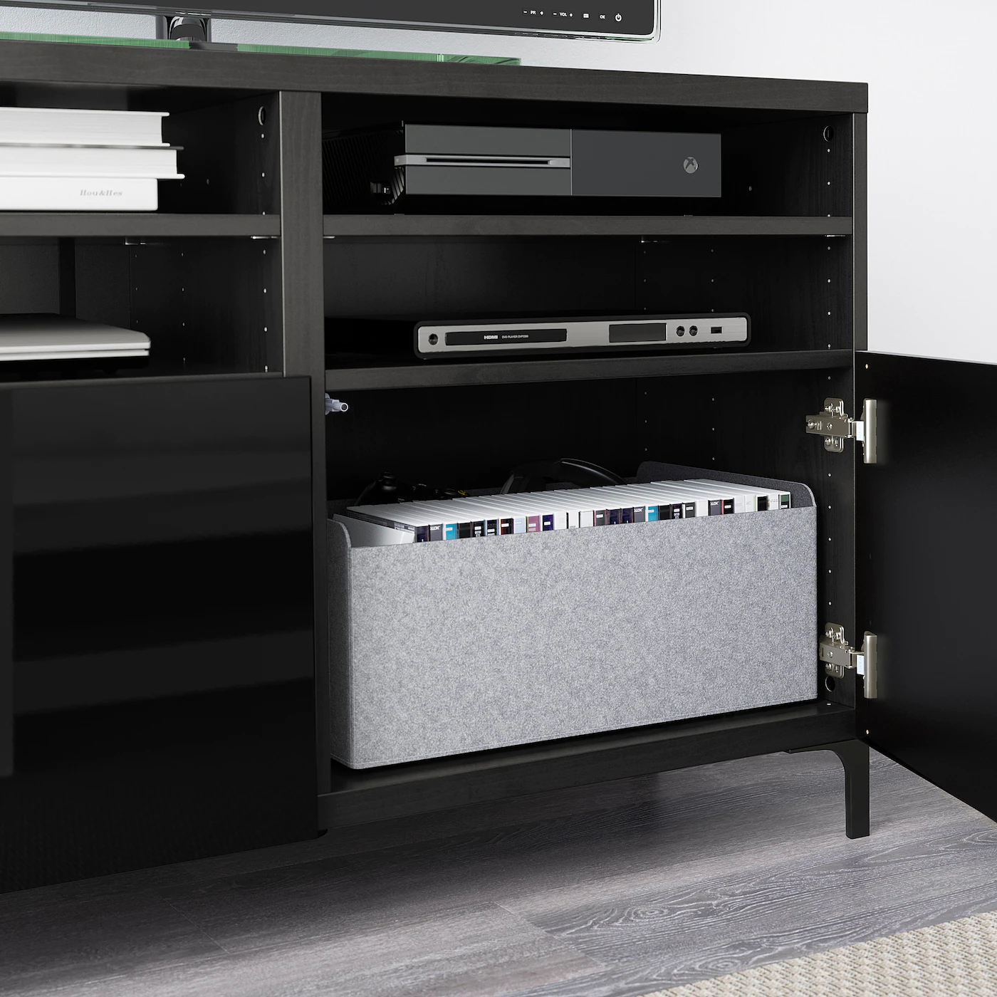 IKEA BESTÅ TV Unit With Doors Blackbrown/Selsviken/Nannarp Highgloss/black 47 1/4x16 1/2x29 1/8 " Blackbrown Björköviken/stubbarp/brown Stained Oak Veneer 5 IKEA BESTÅ TV Unit With Doors Blackbrown/Selsviken/Nannarp Highgloss/black 47 1/4x16 1/2x29 1/8 " Blackbrown Björköviken/stubbarp/brown Stained Oak Veneer - Image 3