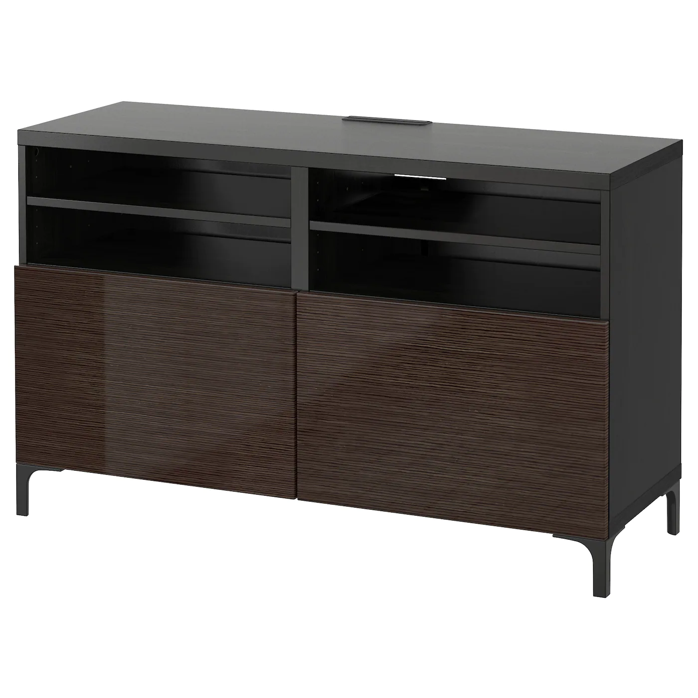 IKEA BESTÅ TV Unit With Doors Blackbrown/Selsviken/Nannarp Highgloss/brown 47 1/4x16 1/2x29 1/8 " Blackbrown Kallviken/stubbarp/dark Gray Concrete Effect