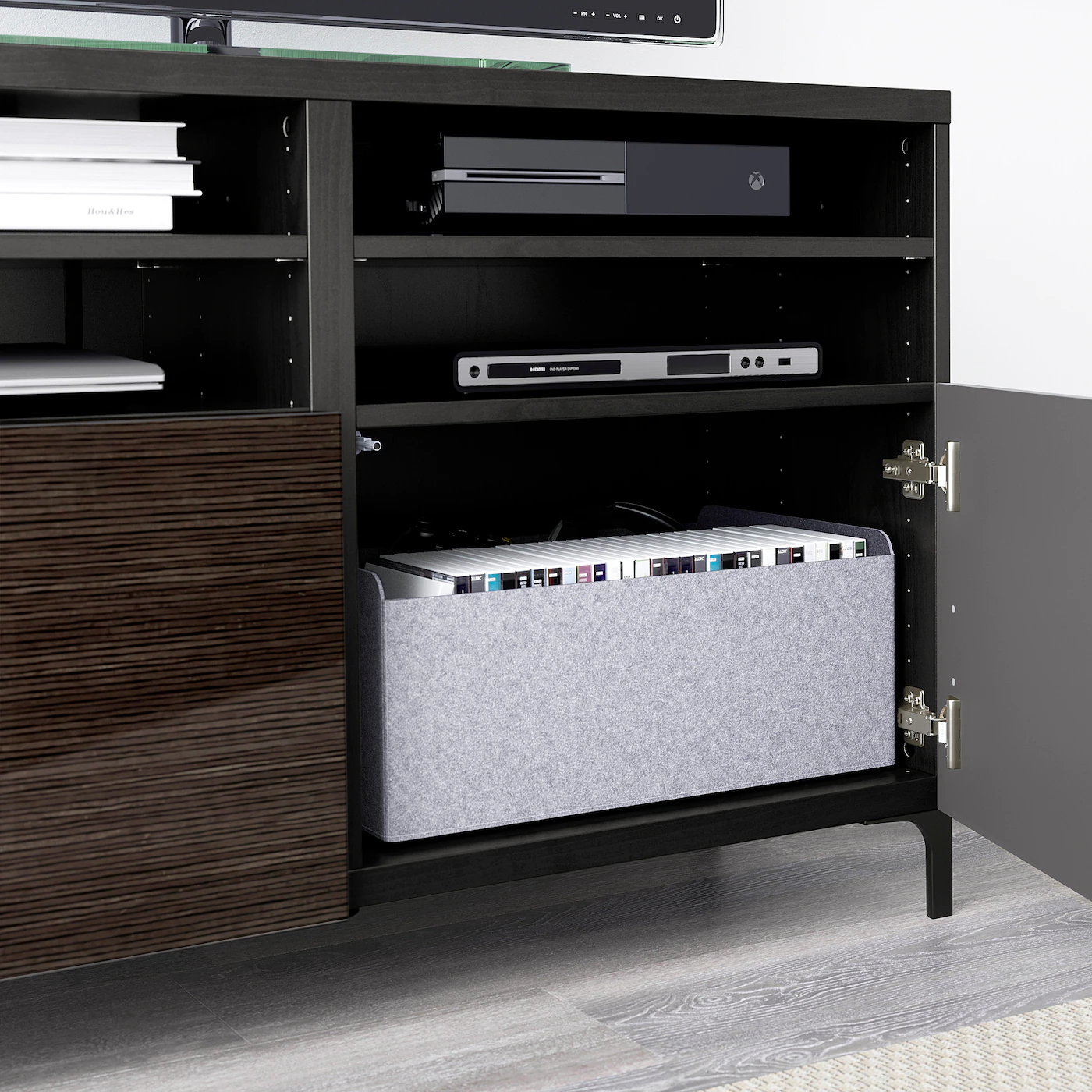 IKEA BESTÅ TV Unit With Doors Blackbrown/Selsviken/Nannarp Highgloss/brown 47 1/4x16 1/2x29 1/8 " Blackbrown Kallviken/stubbarp/dark Gray Concrete Effect 5 IKEA BESTÅ TV Unit With Doors Blackbrown/Selsviken/Nannarp Highgloss/brown 47 1/4x16 1/2x29 1/8 " Blackbrown Kallviken/stubbarp/dark Gray Concrete Effect - Image 3