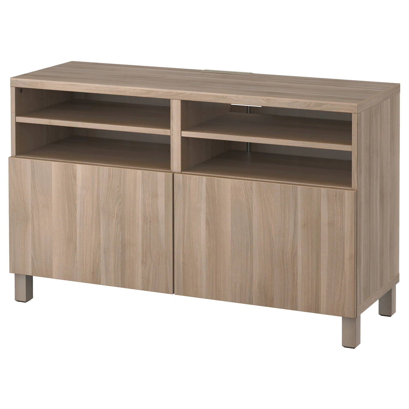 IKEA BESTÅ TV Unit With Doors Walnut Effect Light Gray/Lappviken/Stubbarp Walnut Effect Light Gray 47 1/4x16 1/2x29 1/8 " Blackbrown Kallviken/stubbarp/dark Gray Concrete Effect