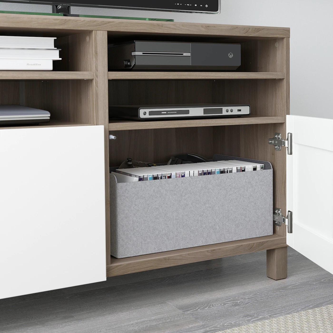 IKEA BESTÅ TV Unit With Doors Walnut Effect Light Gray/Lappviken/Stubbarp White 47 1/4x16 1/2x29 1/8 " Blackbrown/hanviken/stubbarp Blackbrown 5 IKEA BESTÅ TV Unit With Doors Walnut Effect Light Gray/Lappviken/Stubbarp White 47 1/4x16 1/2x29 1/8 " Blackbrown/hanviken/stubbarp Blackbrown - Image 3