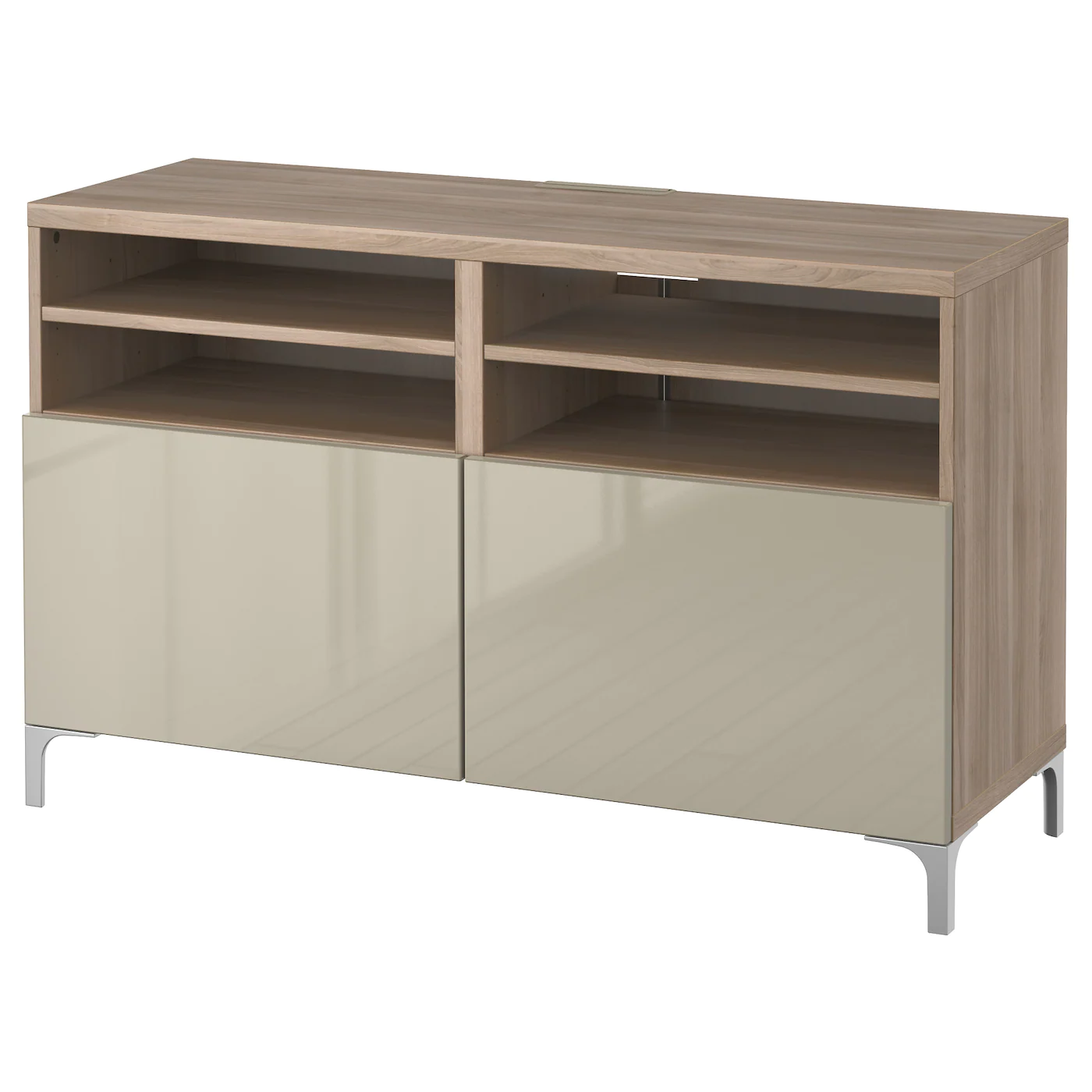IKEA BESTÅ TV Unit With Doors Walnut Effect Light Gray/Selsviken/Nannarp Highgloss/beige 47 1/4x16 1/2x29 1/8 " Blackbrown/lappviken/stubbarp Light Graybrown