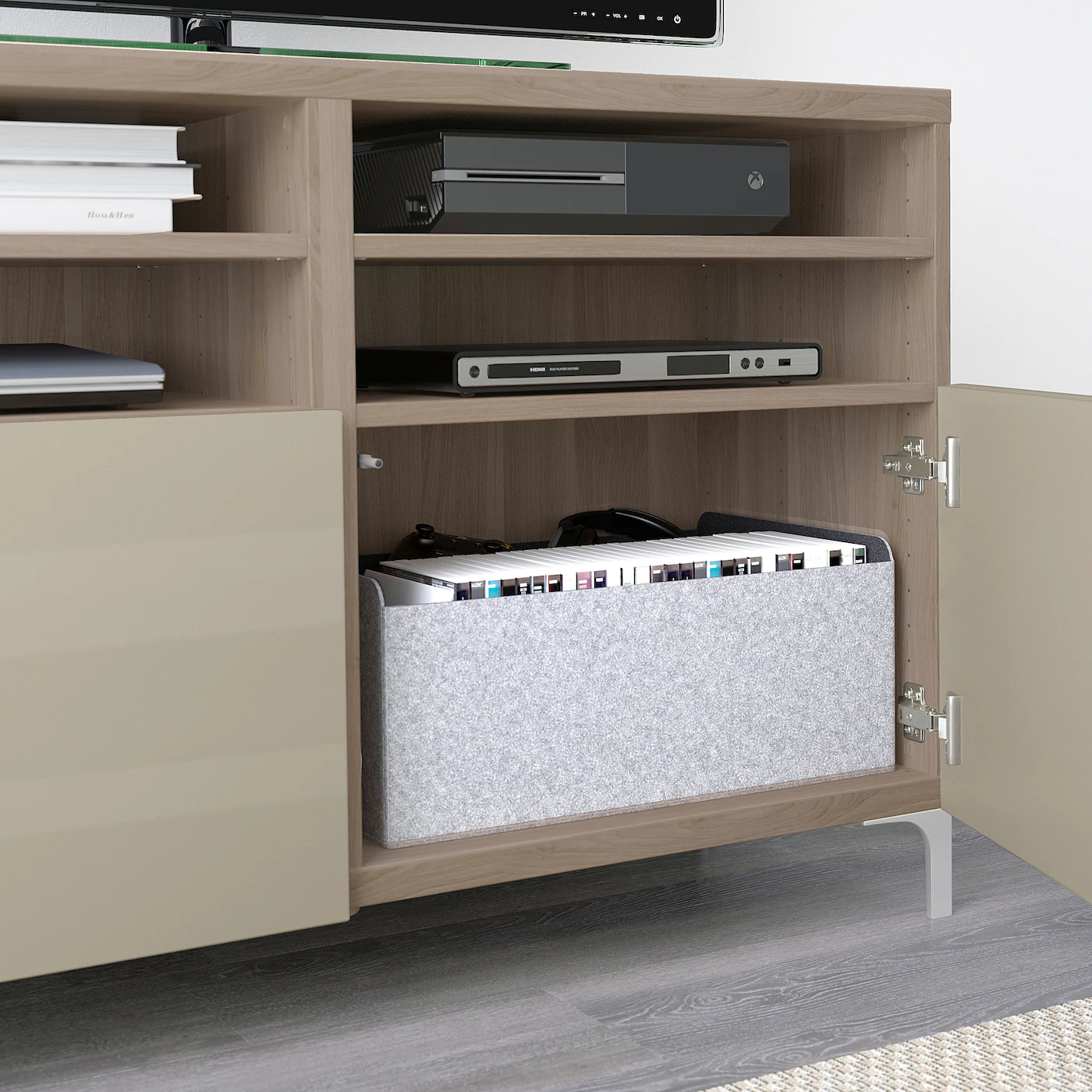 IKEA BESTÅ TV Unit With Doors Walnut Effect Light Gray/Selsviken/Nannarp Highgloss/beige 47 1/4x16 1/2x29 1/8 " Blackbrown/lappviken/stubbarp Light Graybrown 5 IKEA BESTÅ TV Unit With Doors Walnut Effect Light Gray/Selsviken/Nannarp Highgloss/beige 47 1/4x16 1/2x29 1/8 " Blackbrown/lappviken/stubbarp Light Graybrown - Image 3