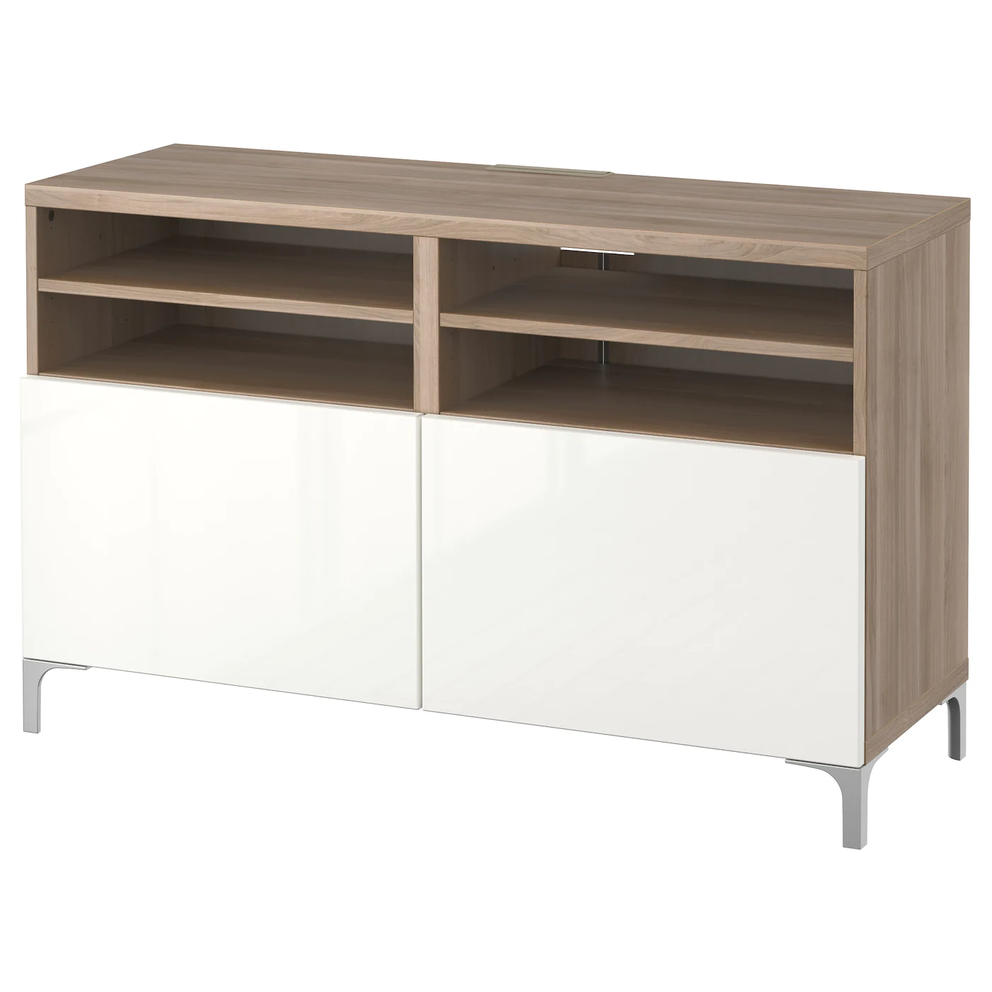 IKEA BESTÅ TV Unit With Doors Walnut Effect Light Gray/Selsviken/Nannarp Highgloss/white 47 1/4x16 1/2x29 1/8 " Blackbrown Kallviken/stubbarp/dark Gray Concrete Effect