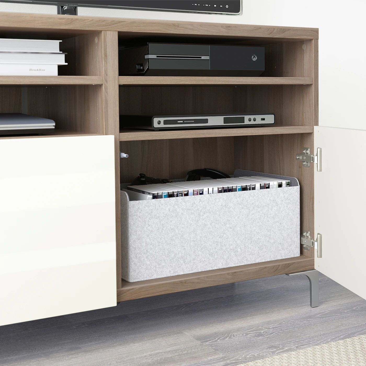 IKEA BESTÅ TV Unit With Doors Walnut Effect Light Gray/Selsviken/Nannarp Highgloss/white 47 1/4x16 1/2x29 1/8 " Blackbrown Kallviken/stubbarp/dark Gray Concrete Effect 5 IKEA BESTÅ TV Unit With Doors Walnut Effect Light Gray/Selsviken/Nannarp Highgloss/white 47 1/4x16 1/2x29 1/8 " Blackbrown Kallviken/stubbarp/dark Gray Concrete Effect - Image 3