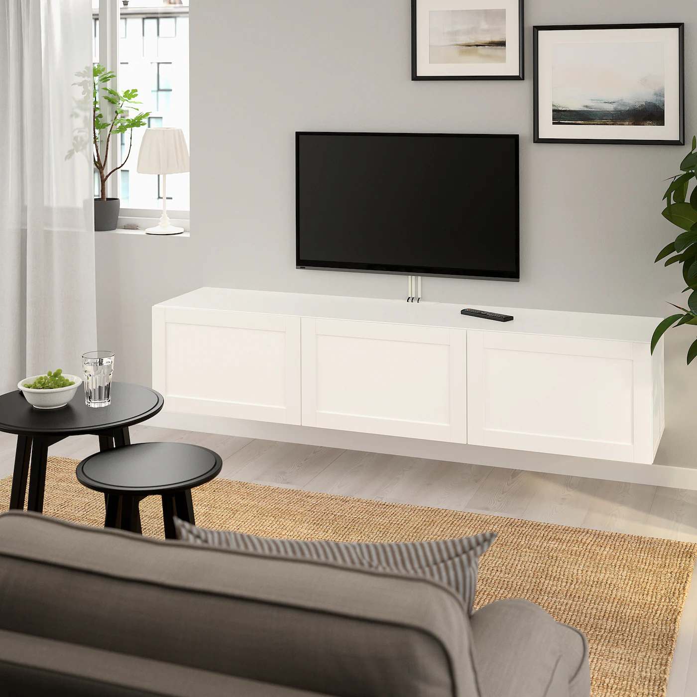 IKEA BESTÅ TV Unit With Doors White/Hanviken White 70 7/8x16 1/2x15 " Blackbrown/hedeviken Oak Veneer 7 IKEA BESTÅ TV Unit With Doors White/Hanviken White 70 7/8x16 1/2x15 " Blackbrown/hedeviken Oak Veneer - Image 5