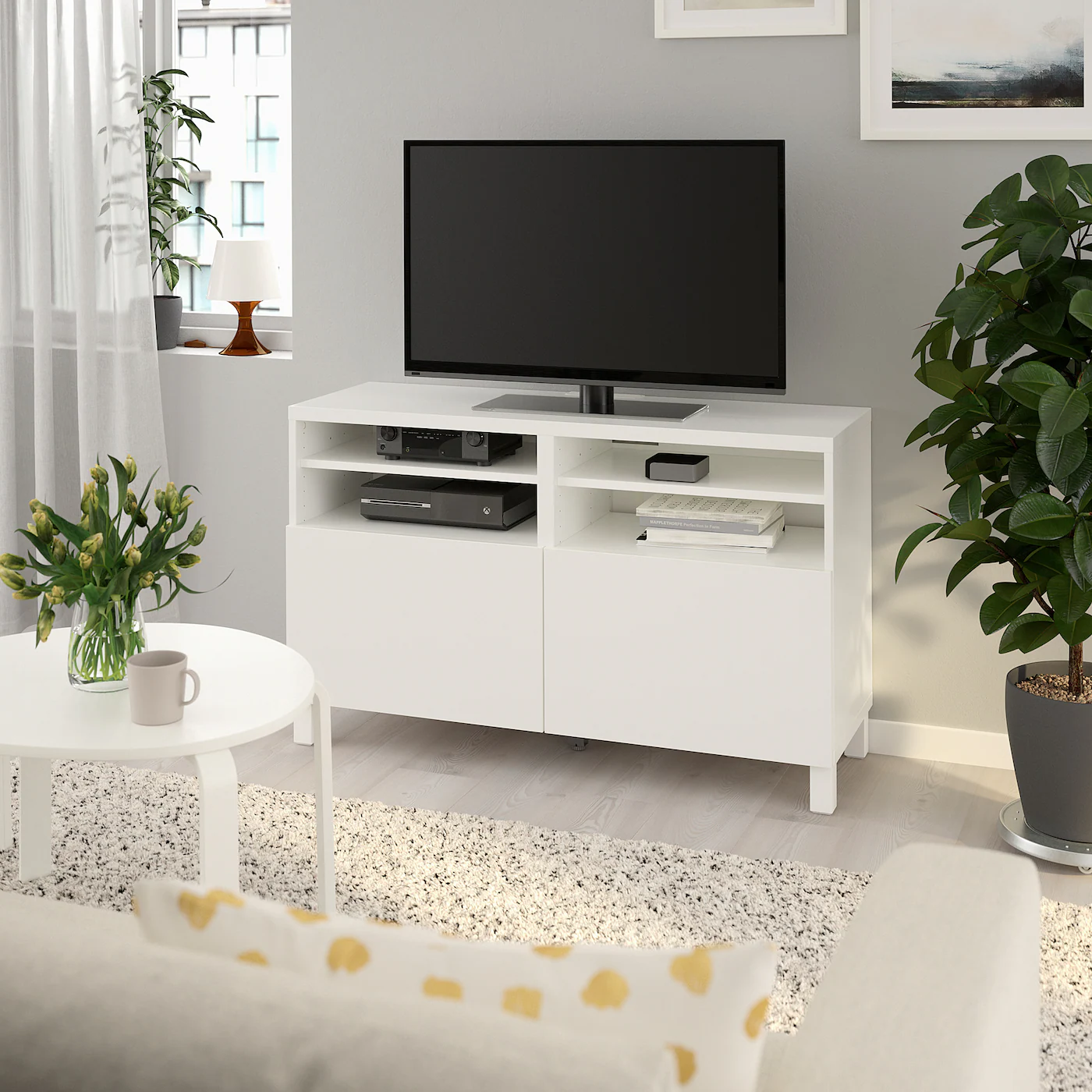 IKEA BESTÅ TV Unit With Doors White/Lappviken/Stubbarp White 47 1/4x16 1/2x29 1/8 " Blackbrown Hedeviken/stubbarp/dark Brown Stained Oak Veneer 5 IKEA BESTÅ TV Unit With Doors White/Lappviken/Stubbarp White 47 1/4x16 1/2x29 1/8 " Blackbrown Hedeviken/stubbarp/dark Brown Stained Oak Veneer - Image 3
