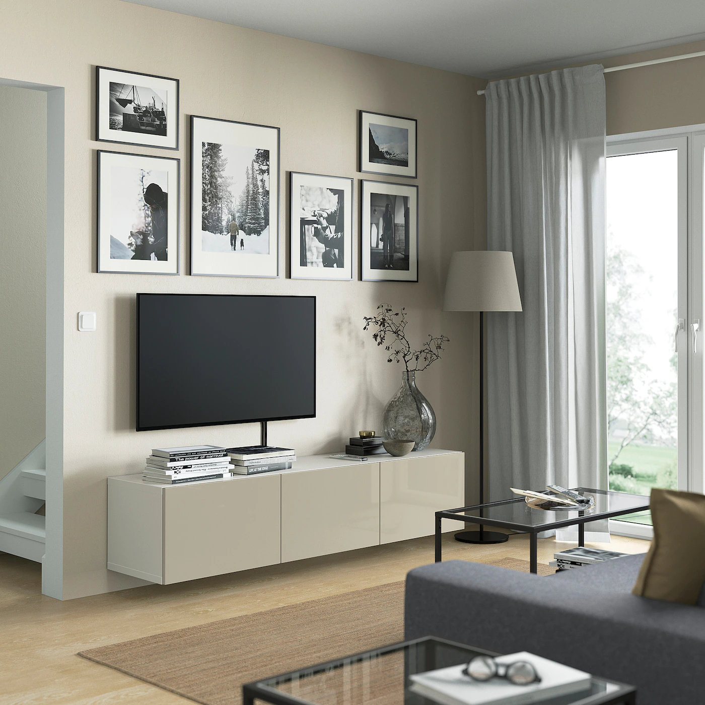 IKEA BESTÅ TV Unit With Doors White/Selsviken Highgloss/beige 70 7/8x16 1/2x15 " Blackbrown Björköviken/brown Stained Oak Veneer 5 IKEA BESTÅ TV Unit With Doors White/Selsviken Highgloss/beige 70 7/8x16 1/2x15 " Blackbrown Björköviken/brown Stained Oak Veneer - Image 3