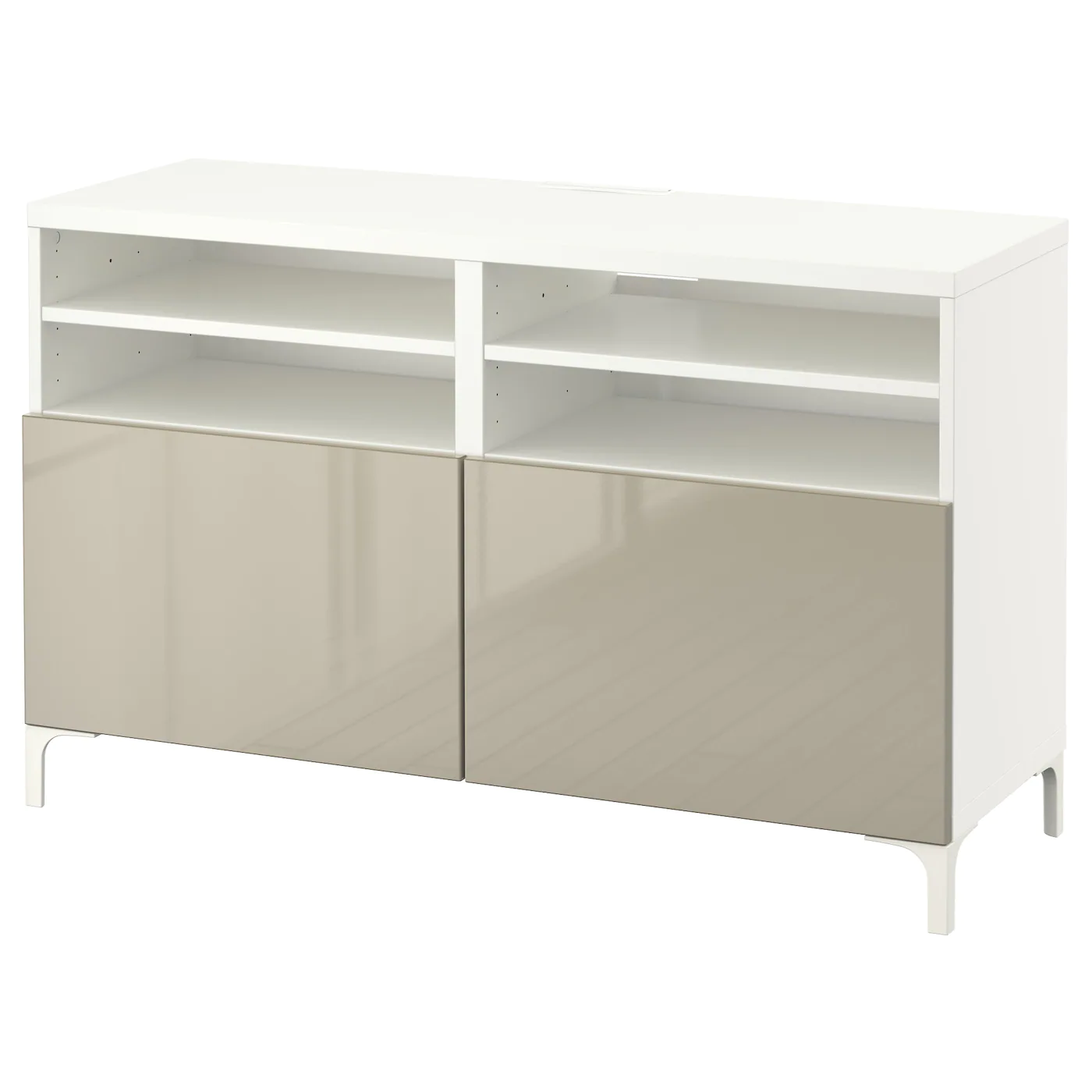 IKEA BESTÅ TV Unit With Doors White/Selsviken/Nannarp Highgloss/beige 47 1/4x16 1/2x29 1/8 " Blackbrown Hedeviken/stubbarp/dark Brown Stained Oak Veneer