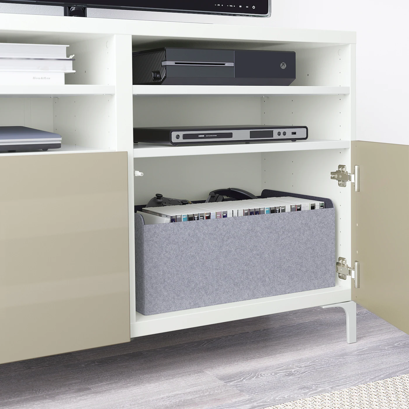 IKEA BESTÅ TV Unit With Doors White/Selsviken/Nannarp Highgloss/beige 47 1/4x16 1/2x29 1/8 " Blackbrown Hedeviken/stubbarp/dark Brown Stained Oak Veneer 5 IKEA BESTÅ TV Unit With Doors White/Selsviken/Nannarp Highgloss/beige 47 1/4x16 1/2x29 1/8 " Blackbrown Hedeviken/stubbarp/dark Brown Stained Oak Veneer - Image 3