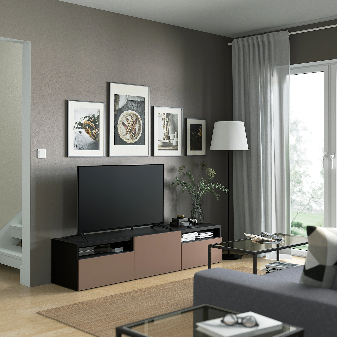 IKEA BESTÅ TV Unit With Drawers And Door Blackbrown/Lappviken Light Graybrown 70 7/8x16 1/2x15 3/8 " 5 IKEA BESTÅ TV Unit With Drawers And Door Blackbrown/Lappviken Light Graybrown 70 7/8x16 1/2x15 3/8 " - Image 3
