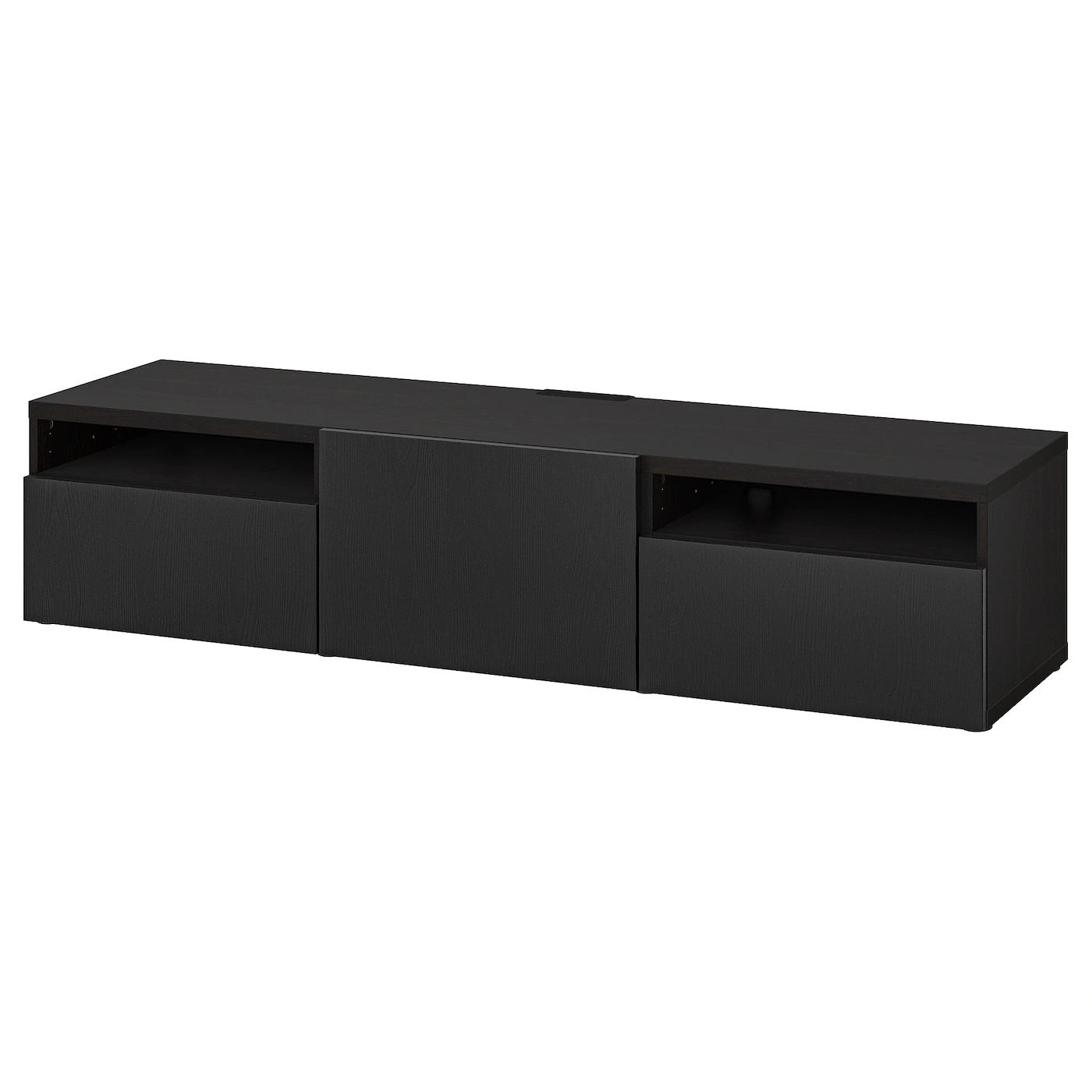 IKEA BESTÅ TV Unit With Drawers And Door Blackbrown/Timmerviken Black 70 7/8x16 1/2x15 3/8 " Blackbrown/hedeviken Oak Veneer