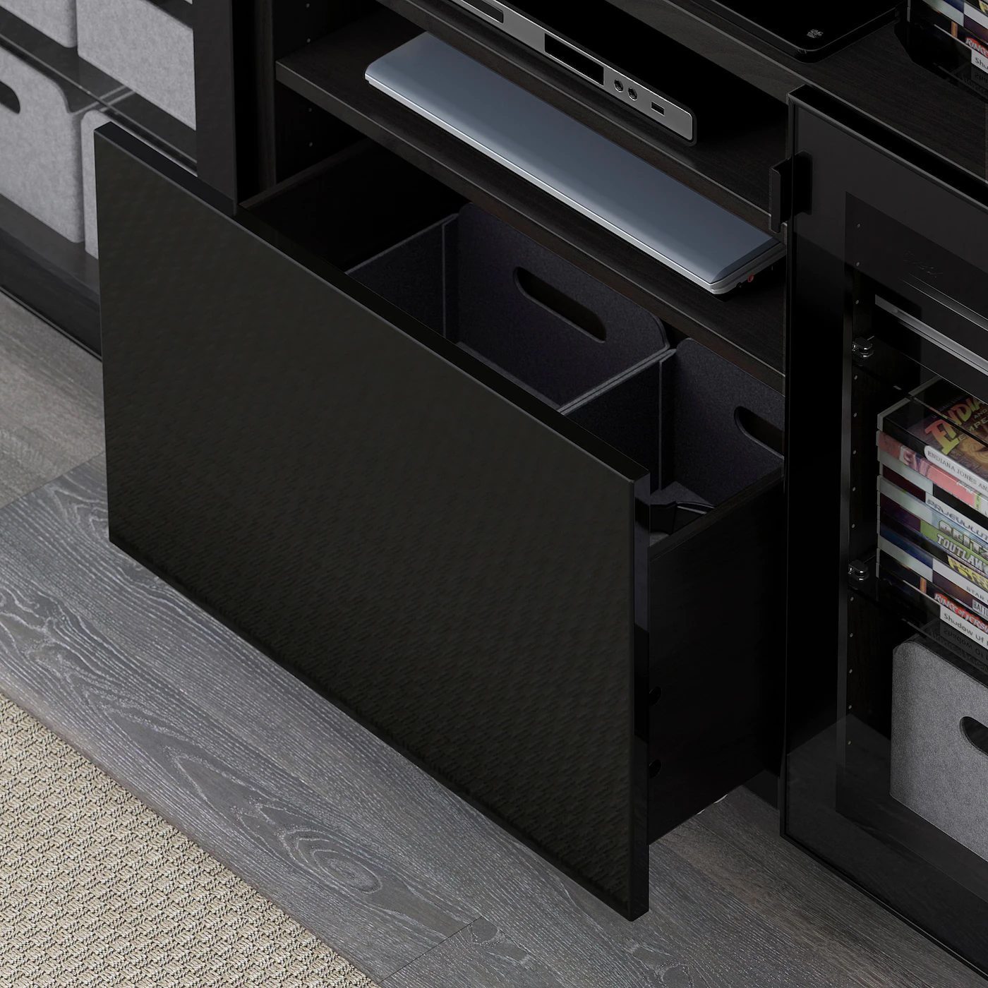 IKEA BESTÅ TV Unit With Drawers Blackbrown/Selsviken High Gloss/black Clear Glass 70 7/8x15 3/4x29 1/8 " 5 IKEA BESTÅ TV Unit With Drawers Blackbrown/Selsviken High Gloss/black Clear Glass 70 7/8x15 3/4x29 1/8 " - Image 3