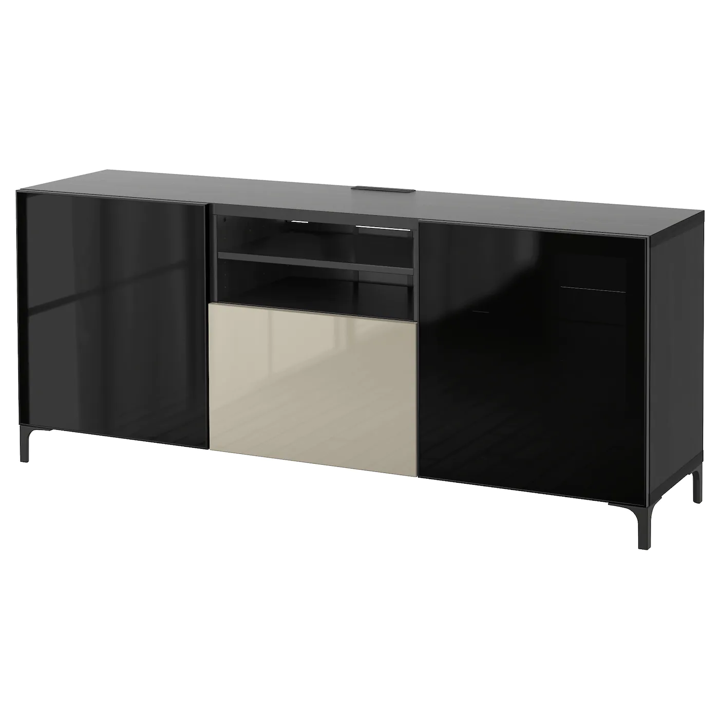 IKEA BESTÅ TV Unit With Drawers Blackbrown/Selsviken/Nannarp High Gloss/beige Smoked Glass 70 7/8x16 1/2x29 1/8 " Blackbrown Glassvik/selsviken/nannarp Black