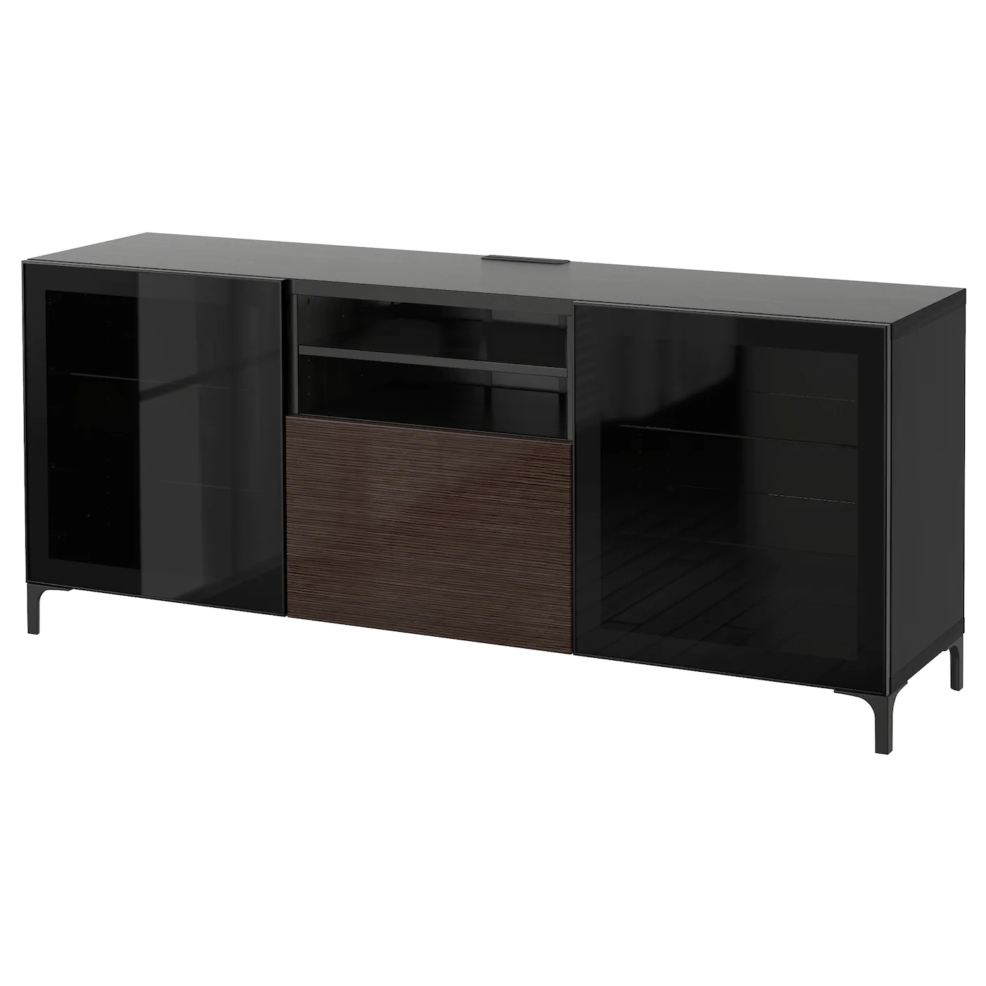 IKEA BESTÅ TV Unit With Drawers Blackbrown/Selsviken/Nannarp High Gloss/brown Clear Glass 70 7/8x16 1/2x29 1/8 " Blackbrown/lappviken/stubbarp Sindvik