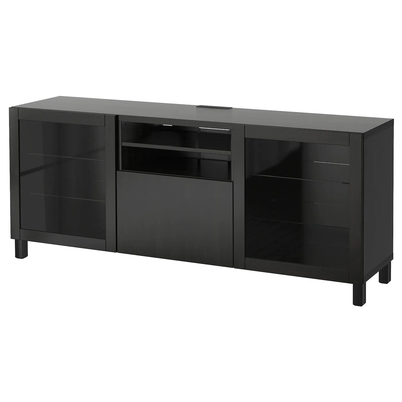 IKEA BESTÅ TV Unit With Drawers Lappviken/Sindvik Blackbrown Clear Glass 70 7/8x15 3/4x29 1/8 " Blackbrown/lappviken/stubbarp Sindvik