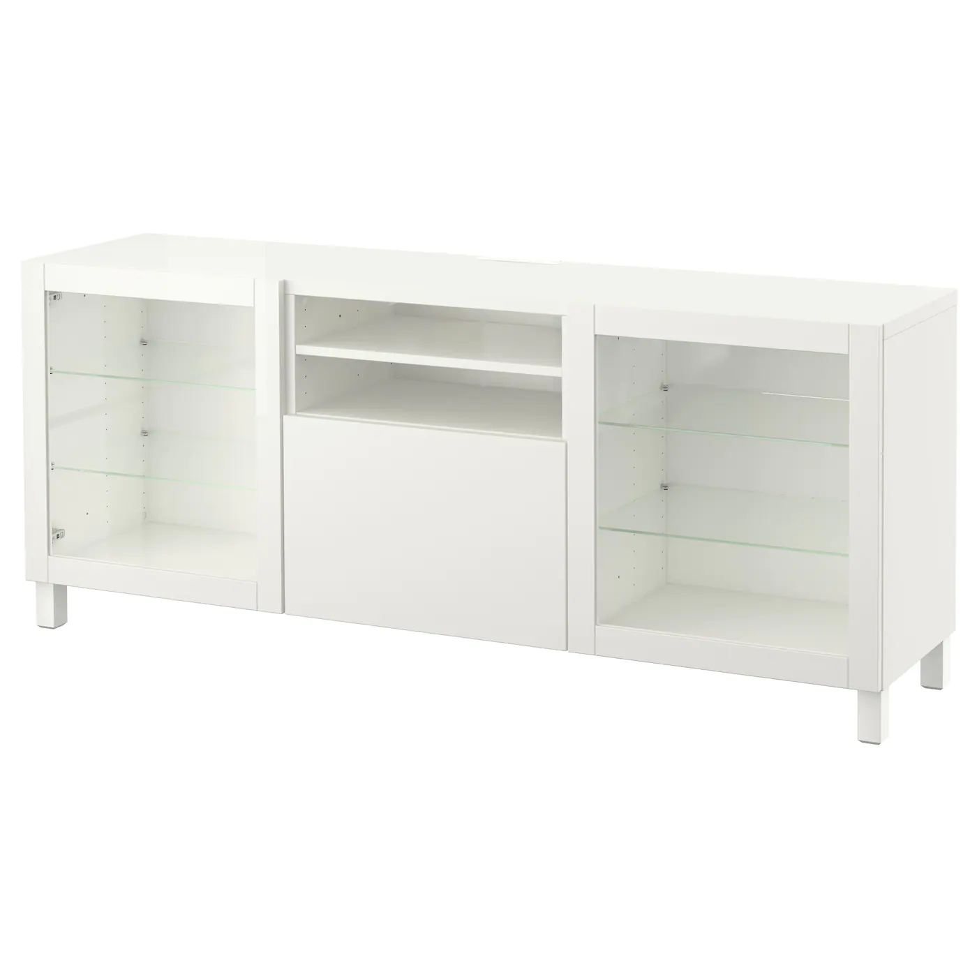 IKEA BESTÅ TV Unit With Drawers Lappviken/Sindvik White Clear Glass 70 7/8x15 3/4x29 1/8 " Blackbrown/selsviken High Gloss/black Smoked Glass