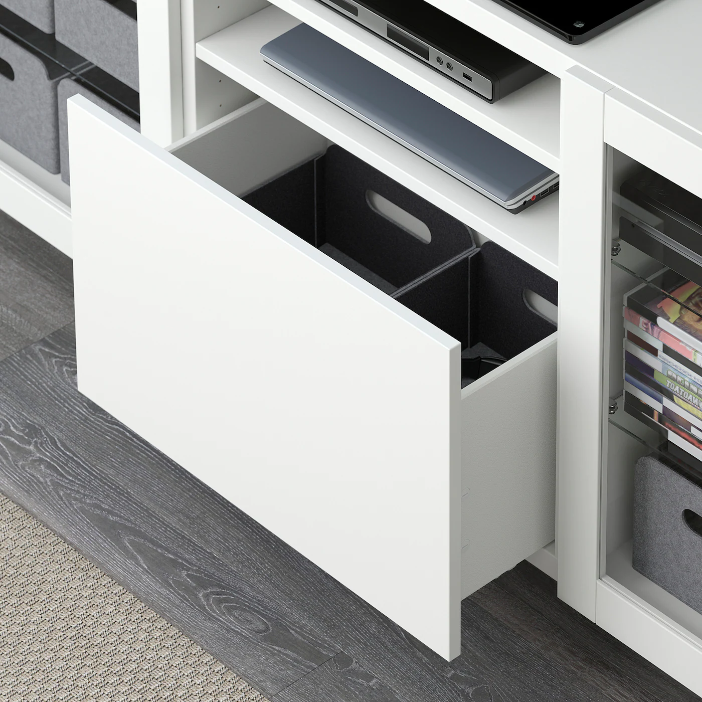 IKEA BESTÅ TV Unit With Drawers Lappviken/Sindvik White Clear Glass 70 7/8x15 3/4x29 1/8 " Blackbrown/selsviken High Gloss/black Smoked Glass 5 IKEA BESTÅ TV Unit With Drawers Lappviken/Sindvik White Clear Glass 70 7/8x15 3/4x29 1/8 " Blackbrown/selsviken High Gloss/black Smoked Glass - Image 3