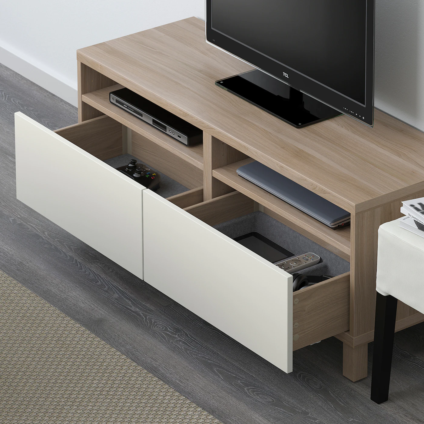 IKEA BESTÅ TV Unit With Drawers Walnut Effect Light Gray/Lappviken White 47 1/4x16 1/2x18 7/8 " Blackbrown/lappviken/stubbarp Blackbrown 5 IKEA BESTÅ TV Unit With Drawers Walnut Effect Light Gray/Lappviken White 47 1/4x16 1/2x18 7/8 " Blackbrown/lappviken/stubbarp Blackbrown - Image 3