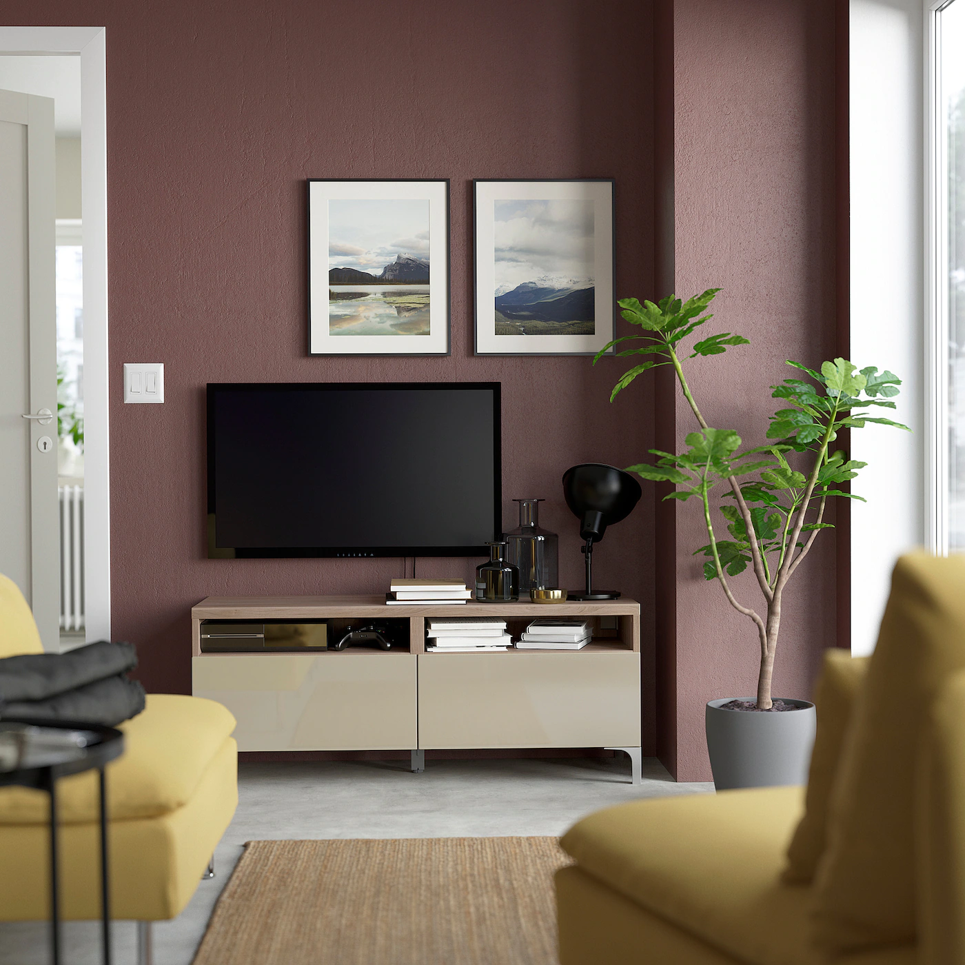 IKEA BESTÅ TV Unit With Drawers Walnut Effect Light Gray/Selsviken Highgloss/beige 47 1/4x16 1/2x18 7/8 " Blackbrown Björköviken/stubbarp/brown Stained Oak Veneer 5 IKEA BESTÅ TV Unit With Drawers Walnut Effect Light Gray/Selsviken Highgloss/beige 47 1/4x16 1/2x18 7/8 " Blackbrown Björköviken/stubbarp/brown Stained Oak Veneer - Image 3